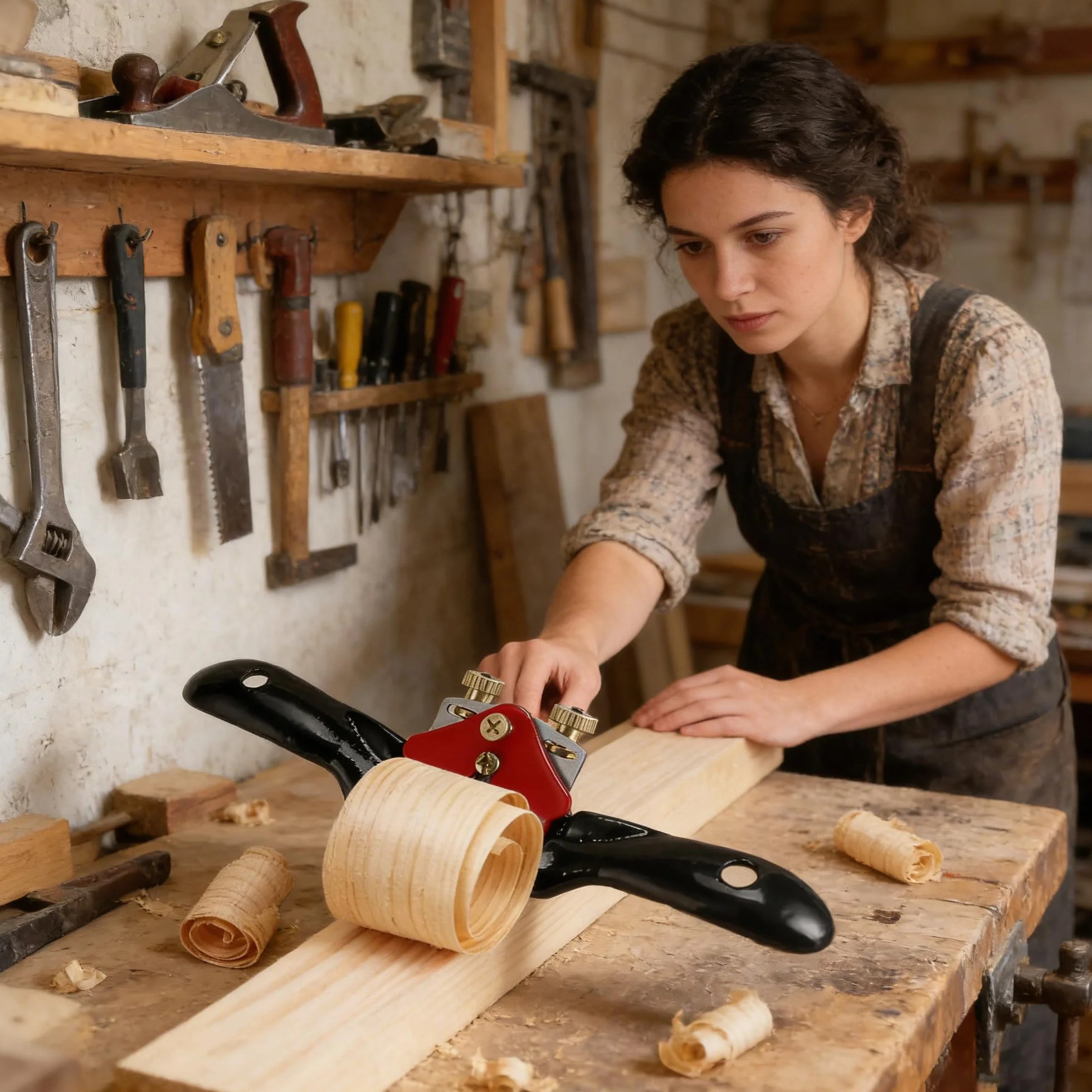 MINGZE Travail du bois Ajustable Coupe Bord Parlait Se raser pour Sculpteur sur bois, Rabot à main en bois de rabot de plan pour le bois dur de charpentier de bois dur (9 pouces)
