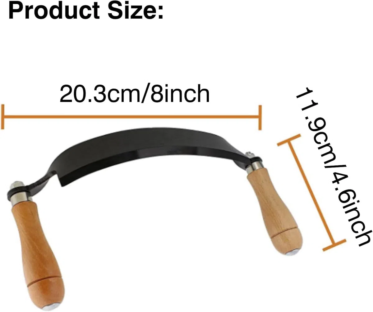 Couteau à écorce Lame En Acier Au Tungstène Manche En Bois éplucheur D'écorce de Rasag Couteau à Tirage Incurvé Pour Charpentiers En Bois Tourneurs (8 pouces)