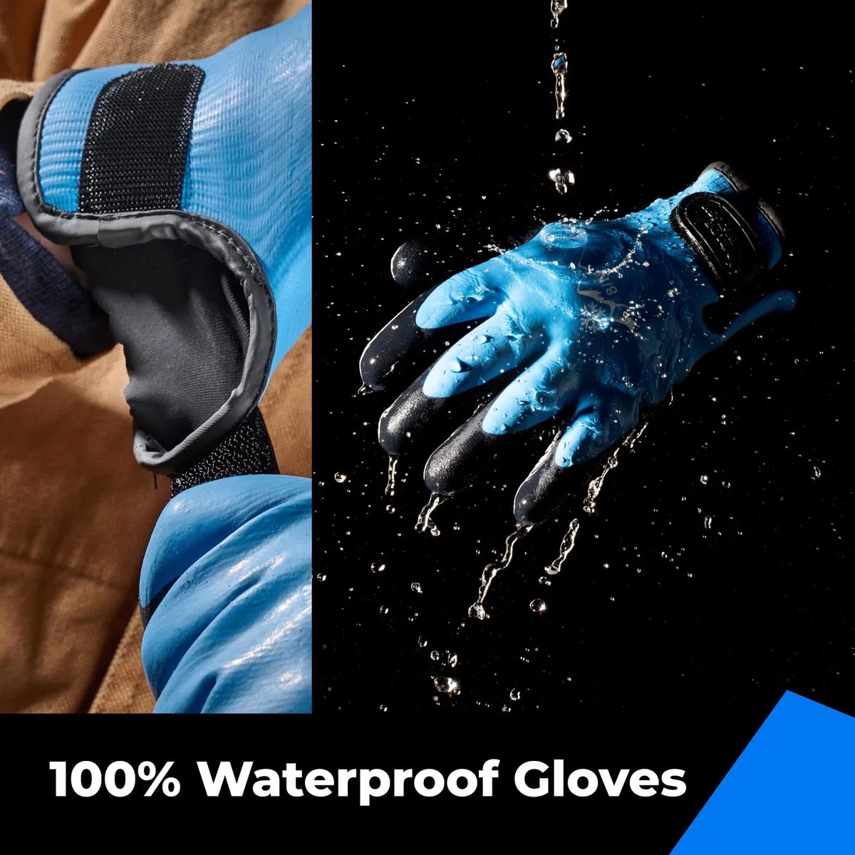 toolant Gants de travail 100% étanches pour hommes et femmes, gants de travail d'hiver pour temps froid, écran tactile, gants thermiques chauds, bleus, taille XL