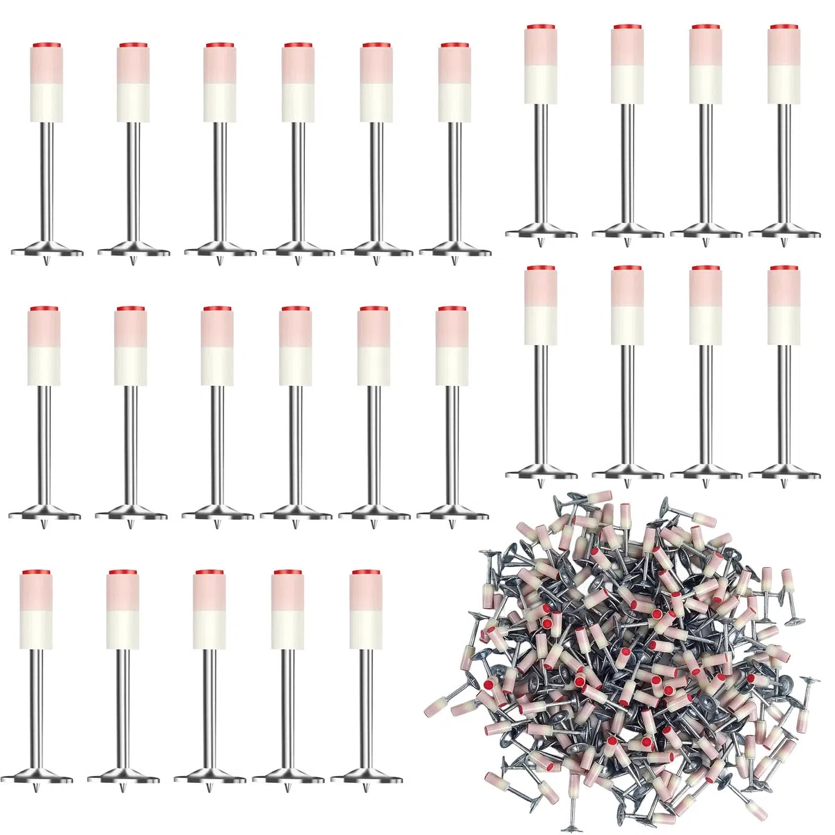 Lot de 400 clous pour pistolets à ongles, pistolet à ongles à air comprimé, clous ronds de 7,3 mm, clous manuels en acier, mini clous pour plafonds, coupe-fil, fixation d'installation et réparation