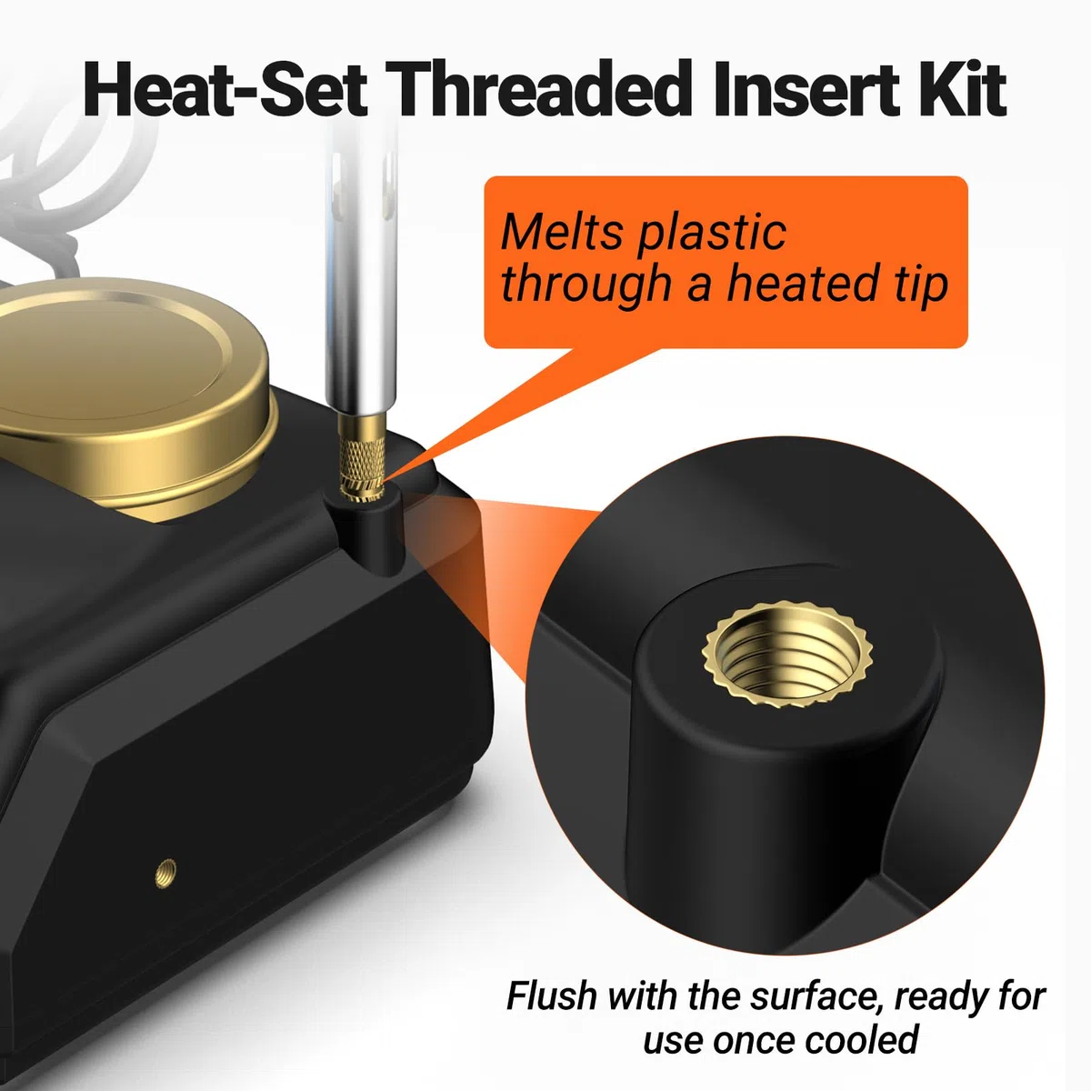 Insert Fileté, Preciva Jeux d'embouts à Souder Pour Inserts Taraudés, 130 Pièces Inserts Taraudés M2/M3/M4/M5/M6/M8, Fer à Souder pour Insert,Pour Composants d'Impression 3D et Pièces en Plastique