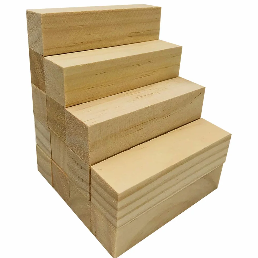 Sculpture De Bois, Fycooler 14PCS Blocs Sculpture En Bois Couleur Naturelle, Tilleul, Résistant à L'Usure - 10x2.5x2.5cm
