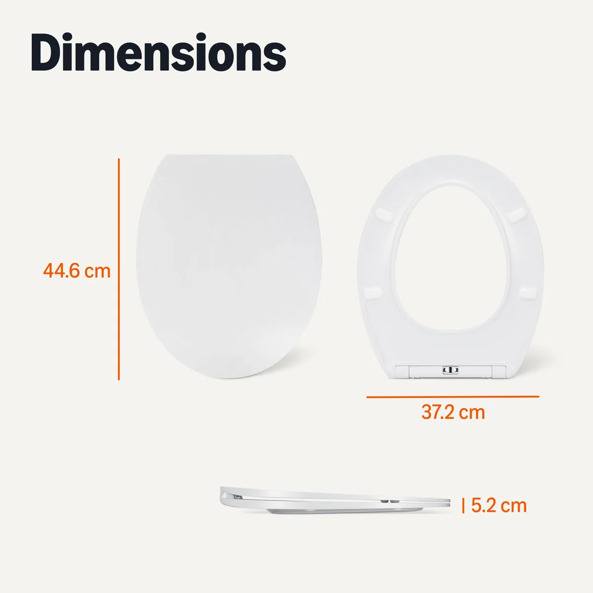 Amazon Basics Siège WC Ovale, Fermeture en Douceur, Charnières à Déclipsage Rapide, Taille Universelle, Urée Antistatique, Finition Porcelaine, Blanc