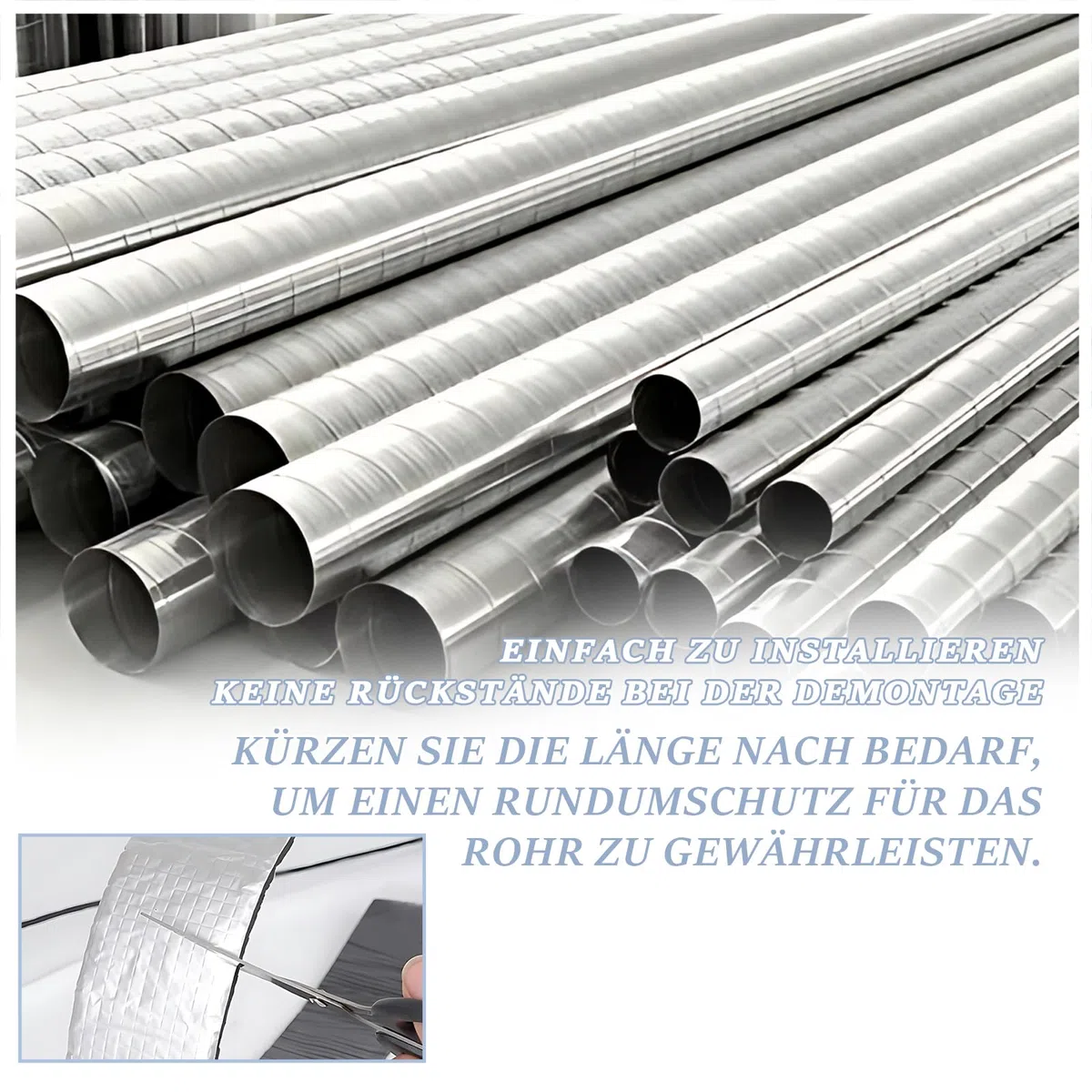 Lot de 2 rouleaux de film isolant autocollant pour tuyau d'extérieur, 20 m x 50 mm, kit d'isolation en mousse et feuille d'aluminium pour protection contre le gel en hiver, conservation de la