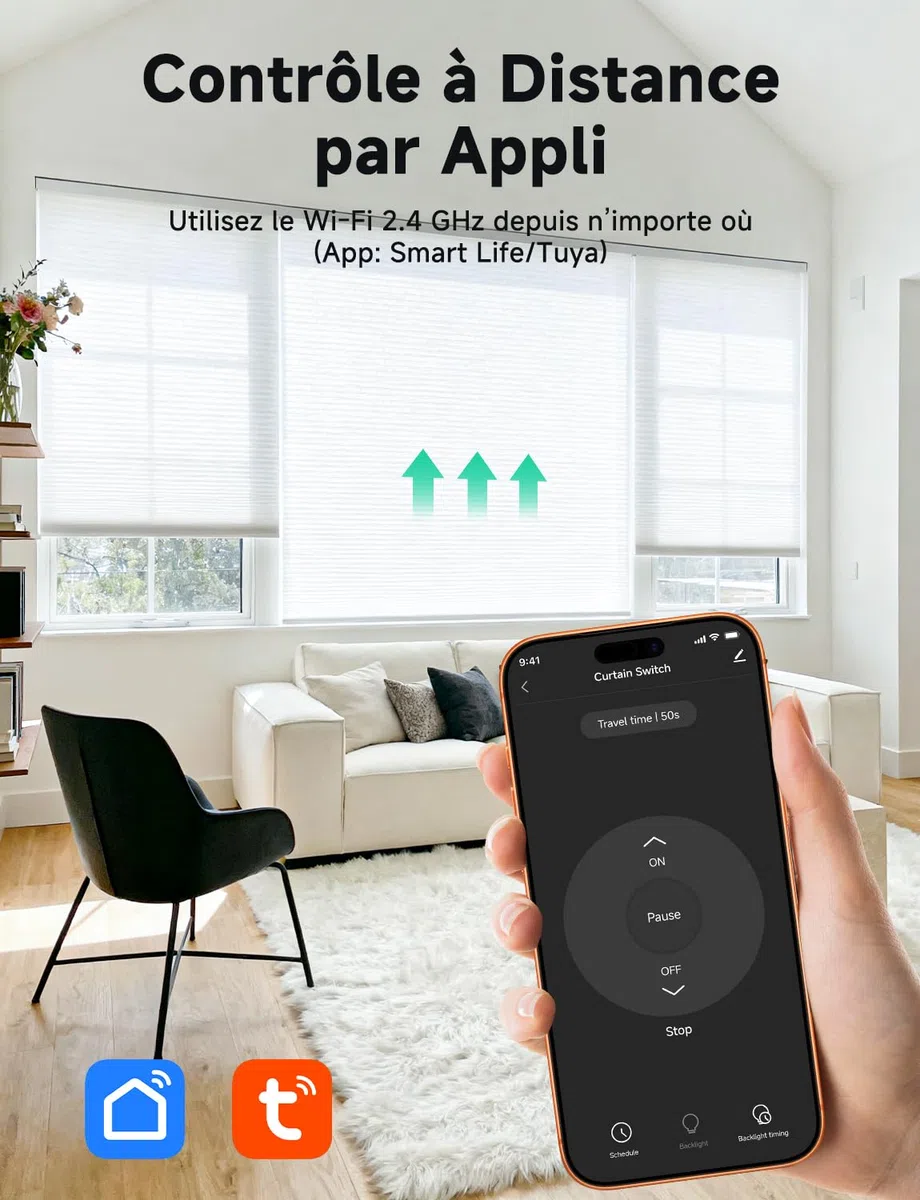Interrupteur Connecté WiFi Volet Roulant Tactile [Fil Neutre] | Interrupteur Intelligent Mural Pour Rideau Compatible Alexa, Google Home, Commande Vocale, Minuterie & Partage, 1 Pack