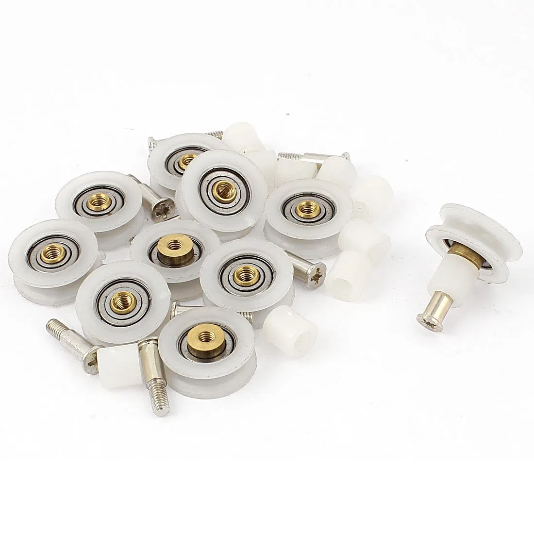 sourcingmap 10pcs roulette porte coulissante placard armoire 22mm Roulement Guide Rond Groove poulie Roue de portail