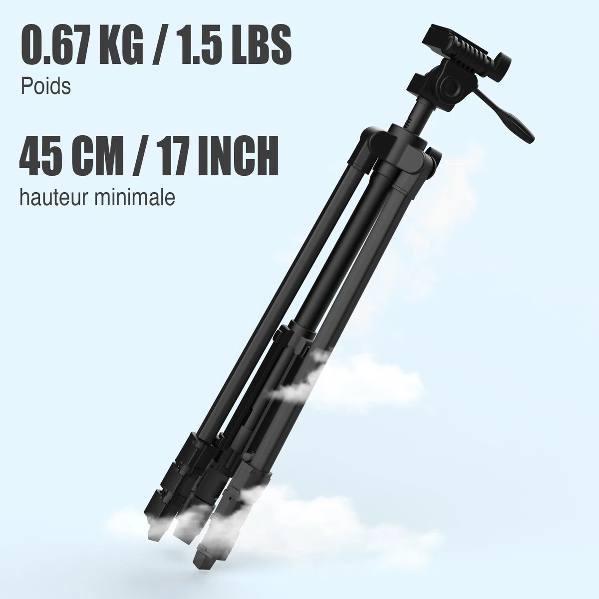 Trépied en aluminium pour nivellement laser de 148 cm de hauteur et 0,65 kg léger avec niveau de bulles, plaque de déclenchement rapide avec filetage de vis 1/4"-20 pour appareil de nivellement de