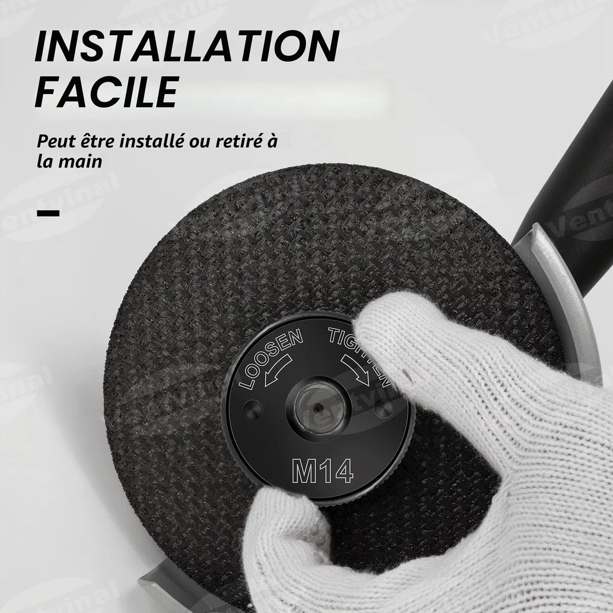 Ecrou à dégagement rapide Ventvinal SDS Clic M14, pour toutes les meuleuses d'angle d'AEG, Black & Decker, Dewalt, Flex, Hitachi, Metabo, Makita etc. (2x écrou de serrage), noir