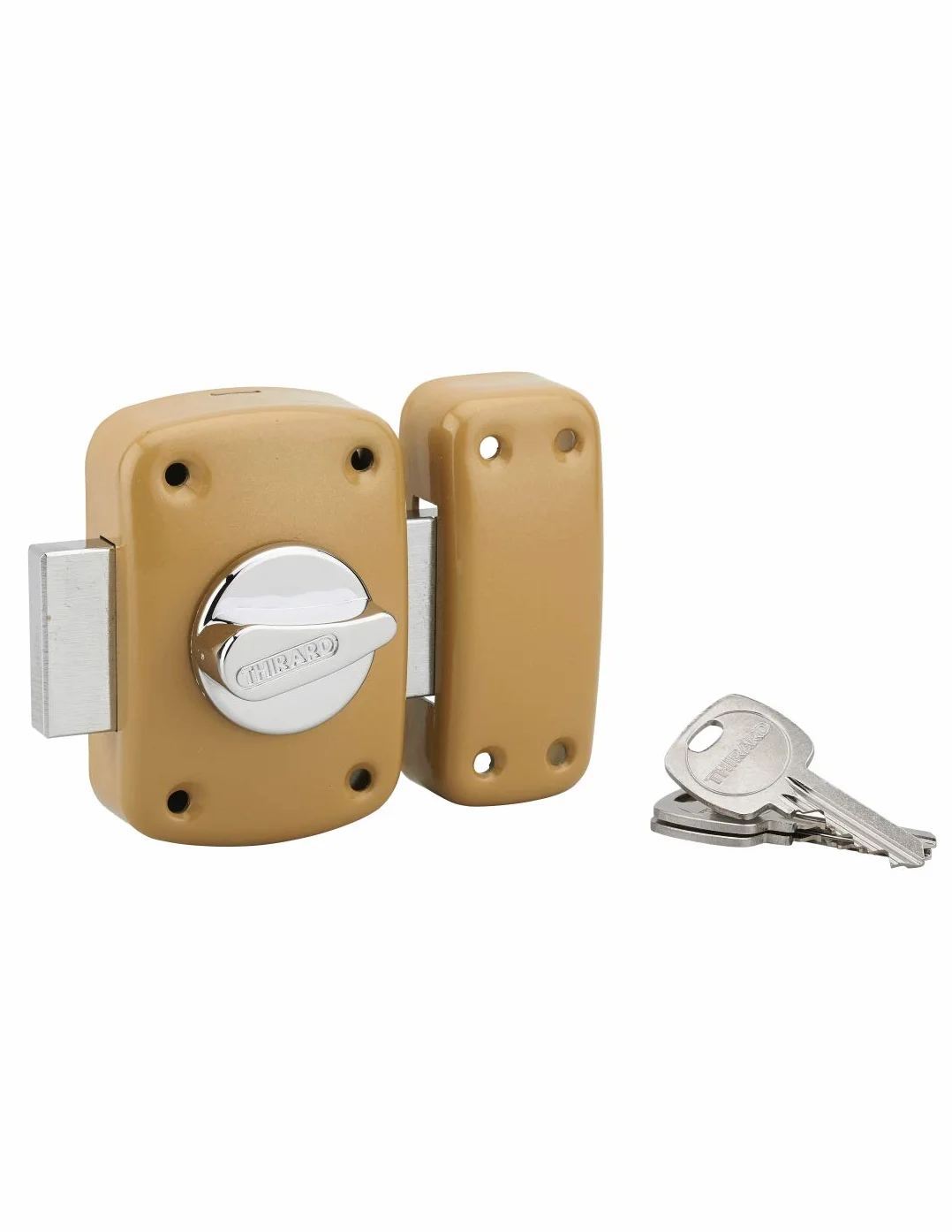 THIRARD - Verrou Cylindre à Bouton Corvette pour Porte d'Entrée - Cylindre Laiton 50 mm - Ø 23 mm - Acier - 3 Clés Crantées - Sécurité Domestique - Époxy Bronze - Hauteur 90 mm - Largeur 60 mm