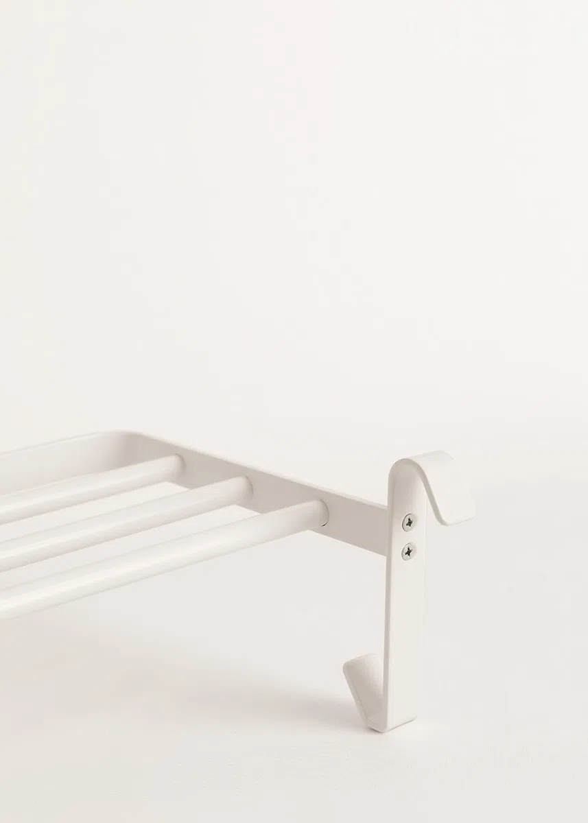 CREATE/Etagère avec Crochets et 3 Barres pour Porte-Serviettes Blanc/Etagère supplémentaire, Permet de Suspendre Les Serviettes, 46x23x2 cm