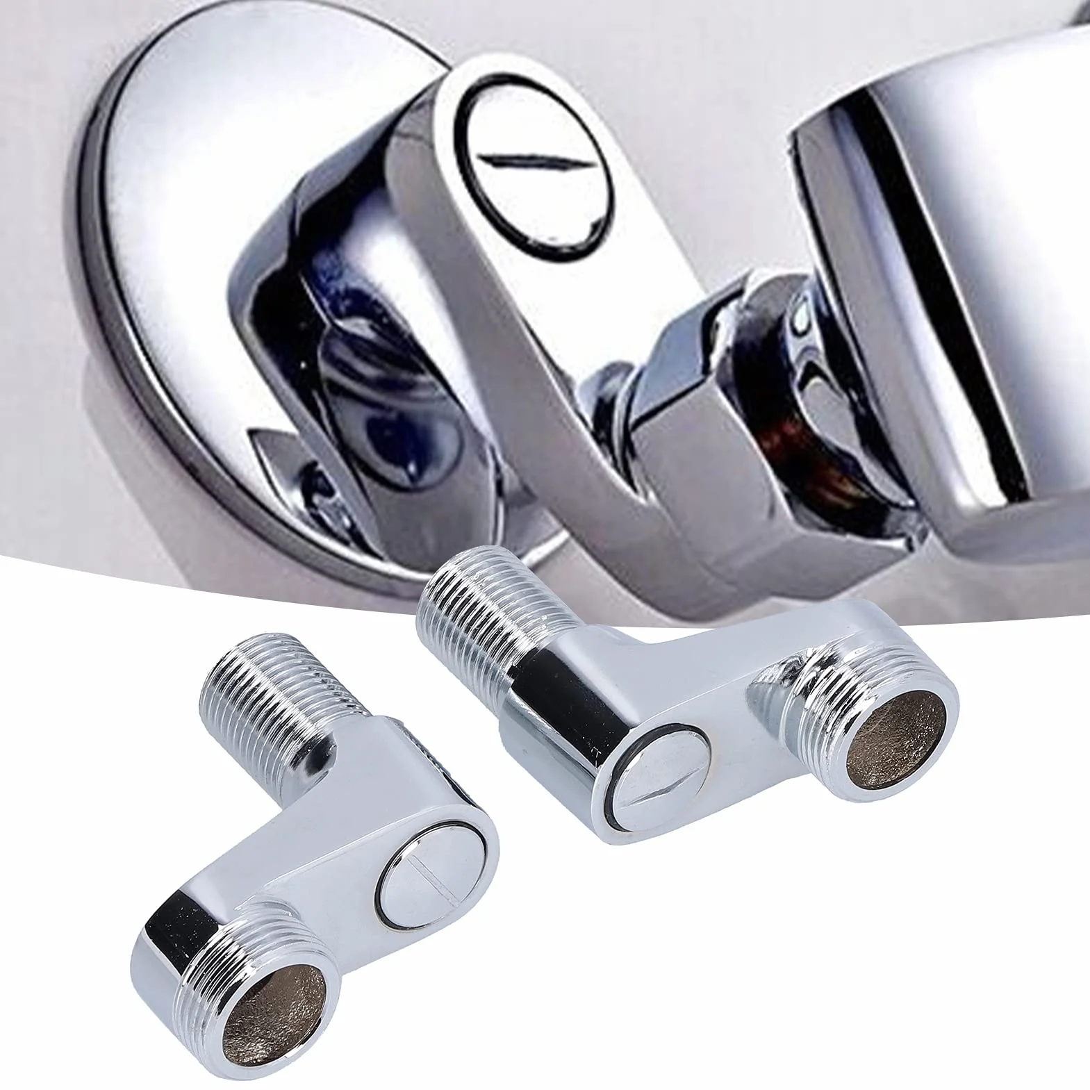 FLEXMAN 2 Pièces Clawfoot Adaptateur, Adaptateur G1/2 à G3/4 Adaptateur Lot de 2 Adaptateurs de Robinet de Baignoire, Bras Oscillant Réglable Robinet de Douche à Pied avec Joint pour Salle