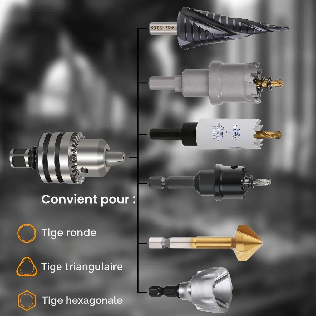 Mandrin à couronne dentée 3-16 mm, mandrin B16 avec clé de mandrin, adaptateur de mandrin avec tige Weldon de 19 mm, accessoires de tour pour perçage