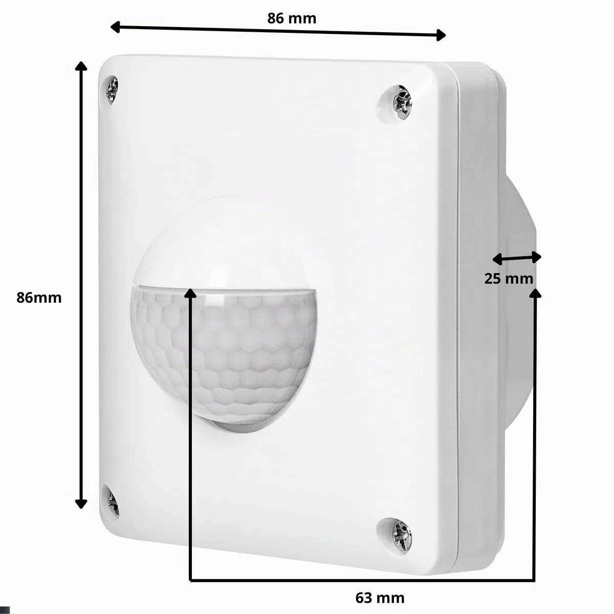 Interrupteur Detecteur de Mouvement 2 et 3 Fils Plage 190 Degrees Installation Mural Encastré 250 W Fonctionne avec LED 5W - 65W Resistance IP65