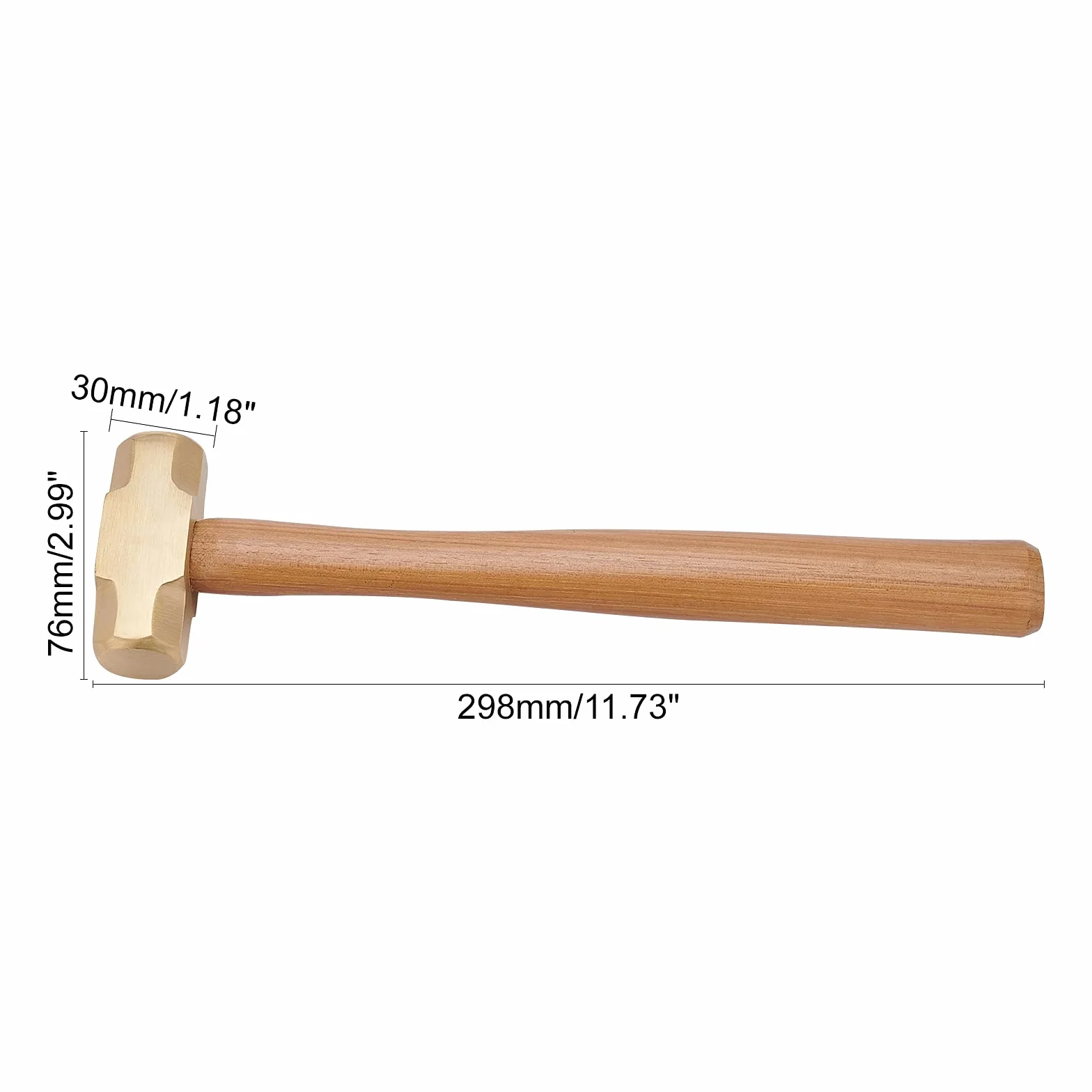PH PandaHall 1 Livre Marteau en Laiton Marteau de Bijoux en Laiton avec Manche en Bois pour les Outils de Fabrication de Bijoux Artisanale le Travail des Métaux Bracelets Bagues, 298x76x30mm