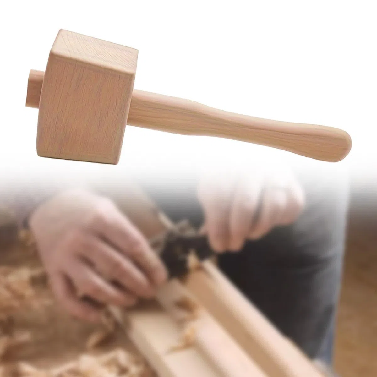 Maillet En Bois avec Manche, Outil de Menuisier, de Qualité Supérieure, Marteau de Menuisier