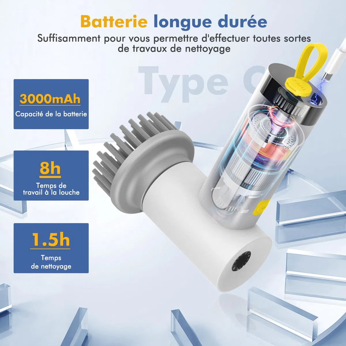 Brosse de nettoyage électrique, Spin Scrubber pour salle de bain et joints, brosse de nettoyage pour la maison avec 5 têtes de brosse, 2 modes, parfait pour nettoyer en profondeur le carrelage, la