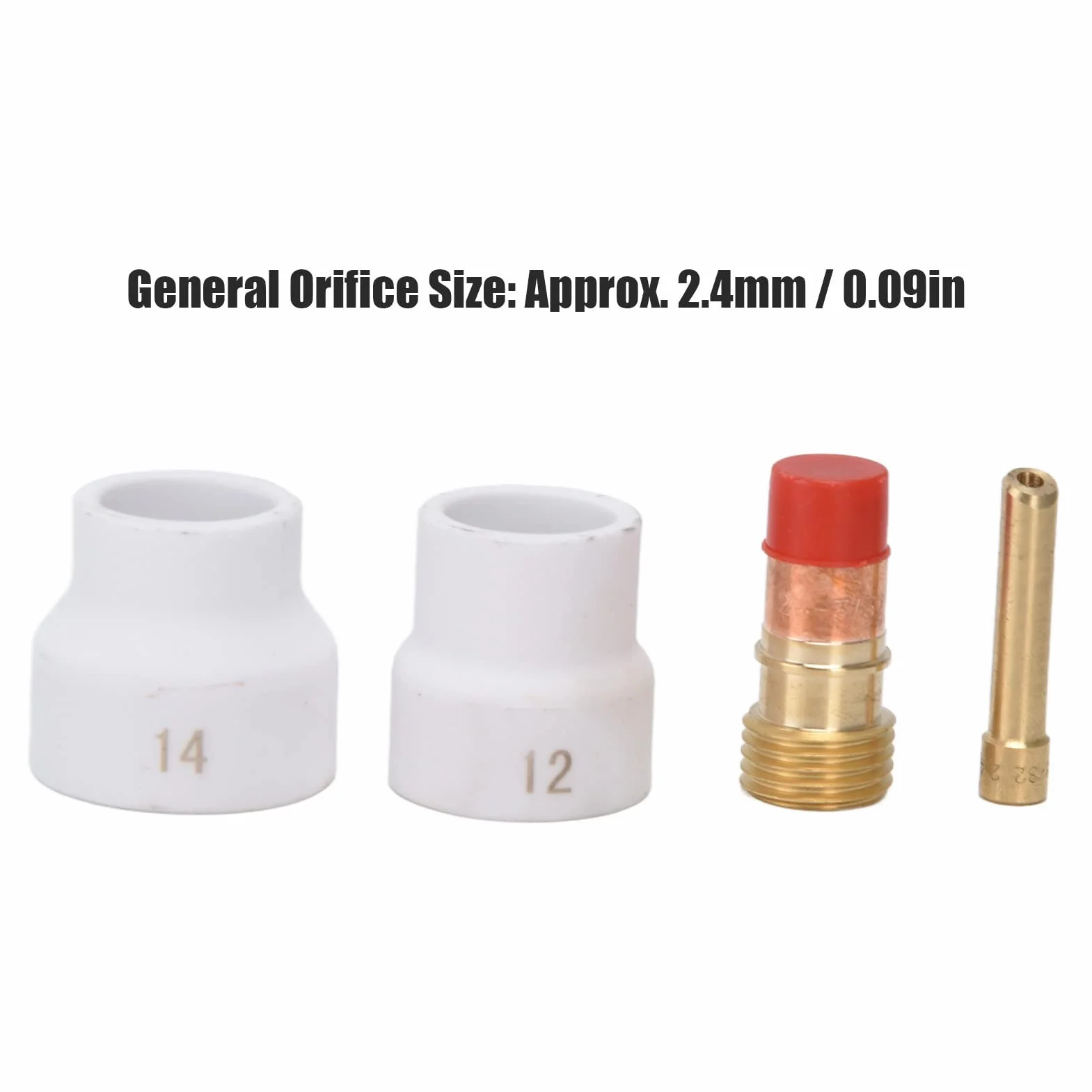 4 Pièces Kit de Lentilles à Gaz Buse en Céramique Blanche Connecteur de Porte-électrode à Biseau Court Accessoires de Soudage TIG pour WP 17 18 26