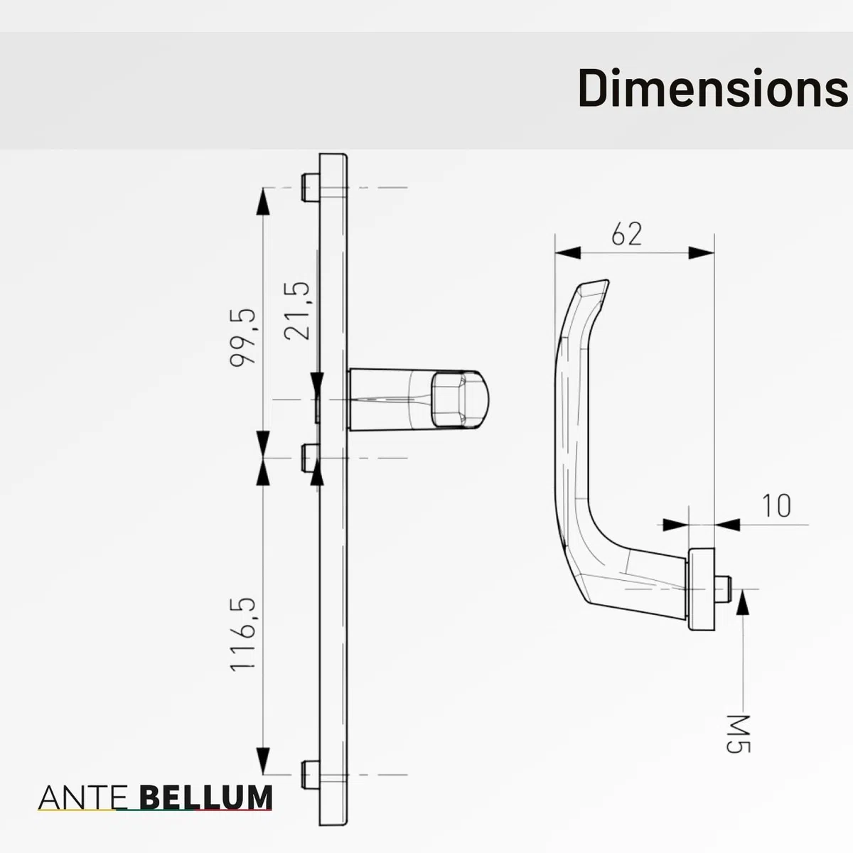 Ante bellum Set de Poignées de Porte Extérieur - Poignée en Aluminium pour Portes d'Entrée Principales et Secondaires, incl. Carré et Vis de Fixation, Optique Moderne, Montage Facile(Blanc Trafic)