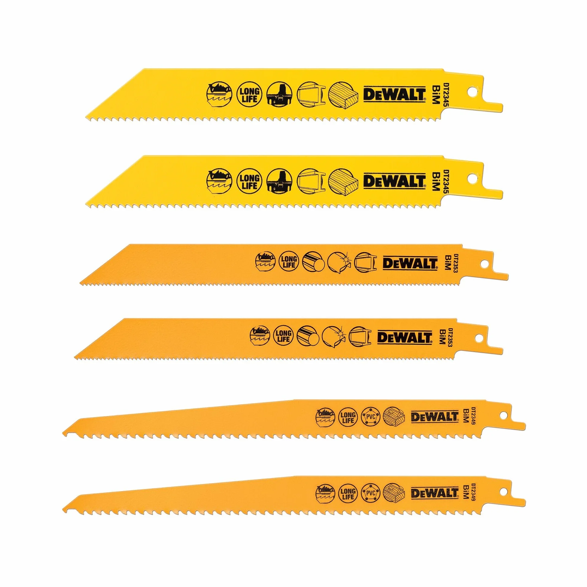 DeWalt DT2444-QZ Lame pour Scies Sabre, Argent, Set de 6 Pièces