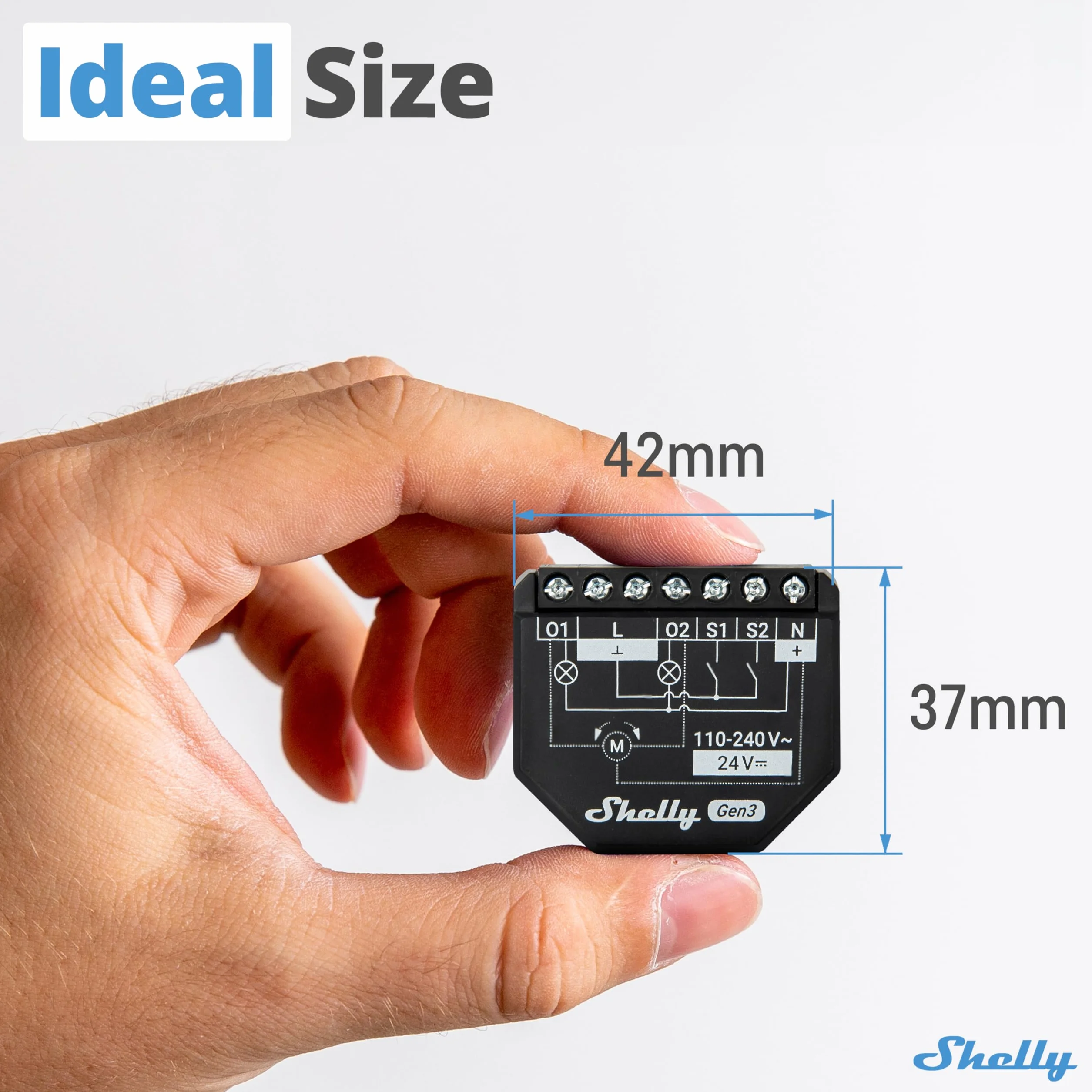 Shelly 2PM Gen3 - Interrupteur volet roulant connecté Wi-Fi, 2 Canaux - 16 A, Mesure de consommation électrique, app iOS Android, puce Shelly 8MB, Compatible avec Alexa, Google Home, SmartThings