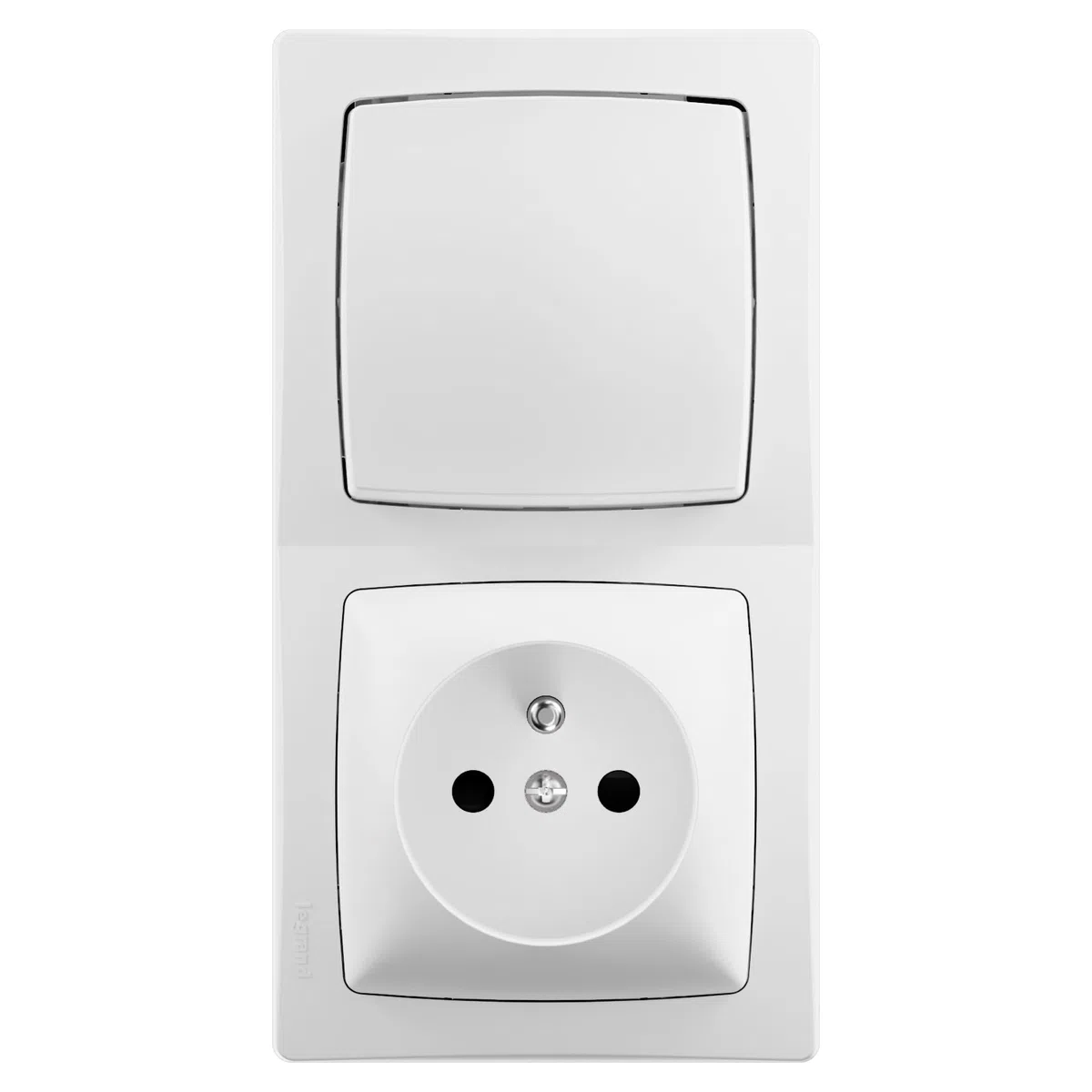 LEGRAND Interrupteur et Prise 2P+T Les Apparents, Complet blanc, Montage vertical en saillie, installation facile sans boîte à encastrer
