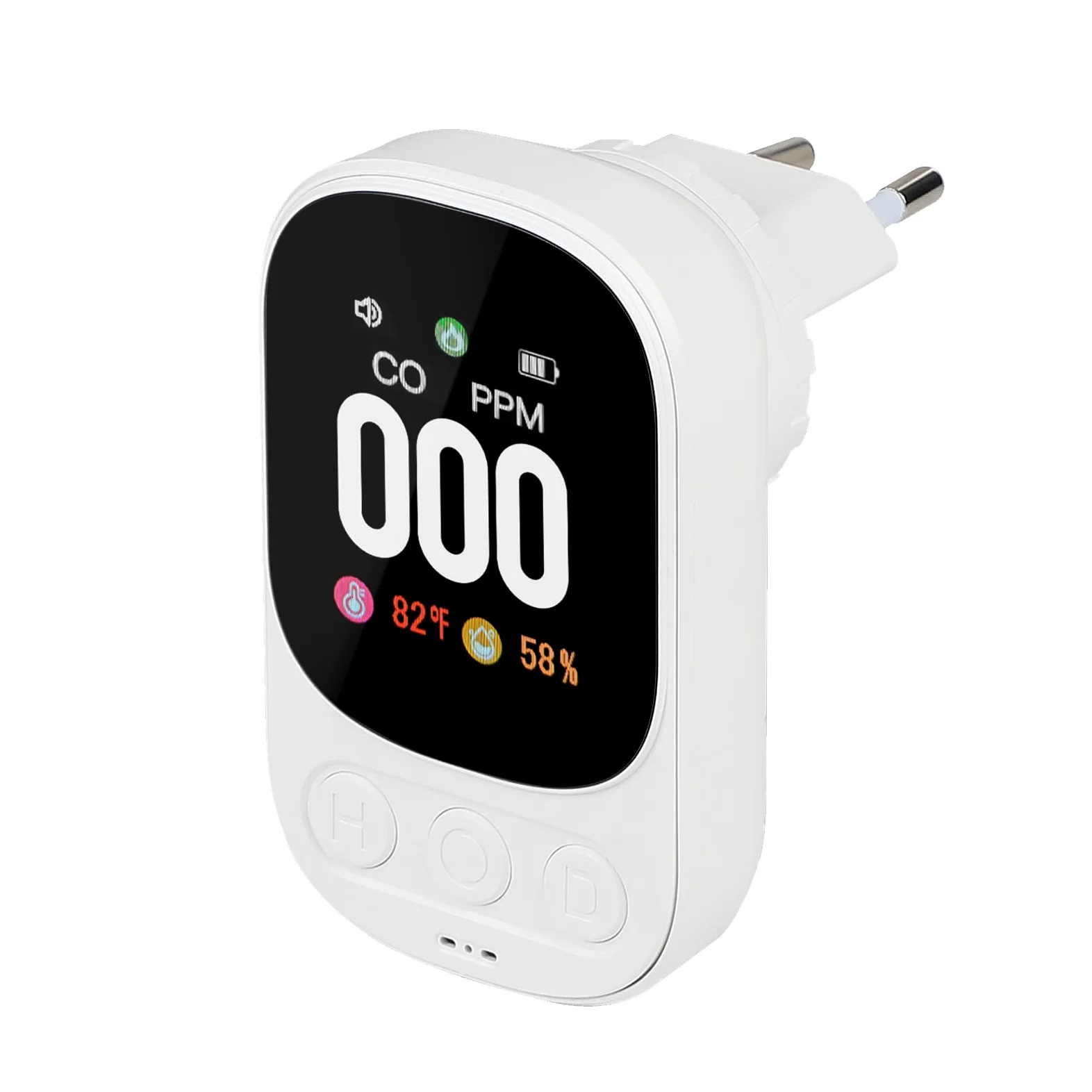CPROSP Détecteur Monoxyde de Carbone avec Prise, Détecteur de Gaz avec Capteur Detempérature et D'humidité, avec Écran LCD Couleur, pour Home Hôtel Chambre RV