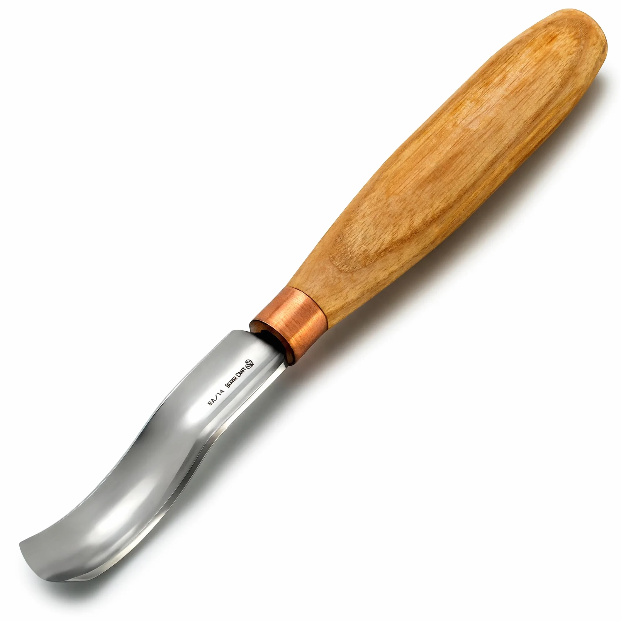 BeaverCraft, Gouge courbée pour la sculpture sur bois K8a/14 1,4cm - Outils pour la sculpture sur cuillère - Ciseau à main pour le travail du bois Couteau compact pour la sculpture sur bois pour