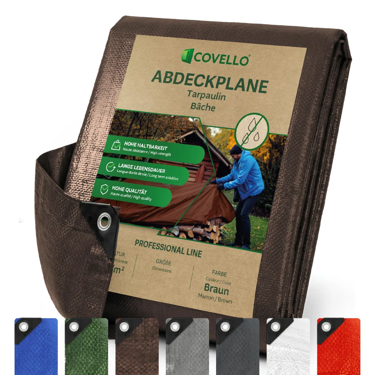 Bâche Professional Line 180g/m² | Bâche de Protection extérieure 6m x 2m | Bâches en polyéthylène avec œillets | Anti-déchirure et Protection UV | Bâches Multiusage I Large Choix de Tailles