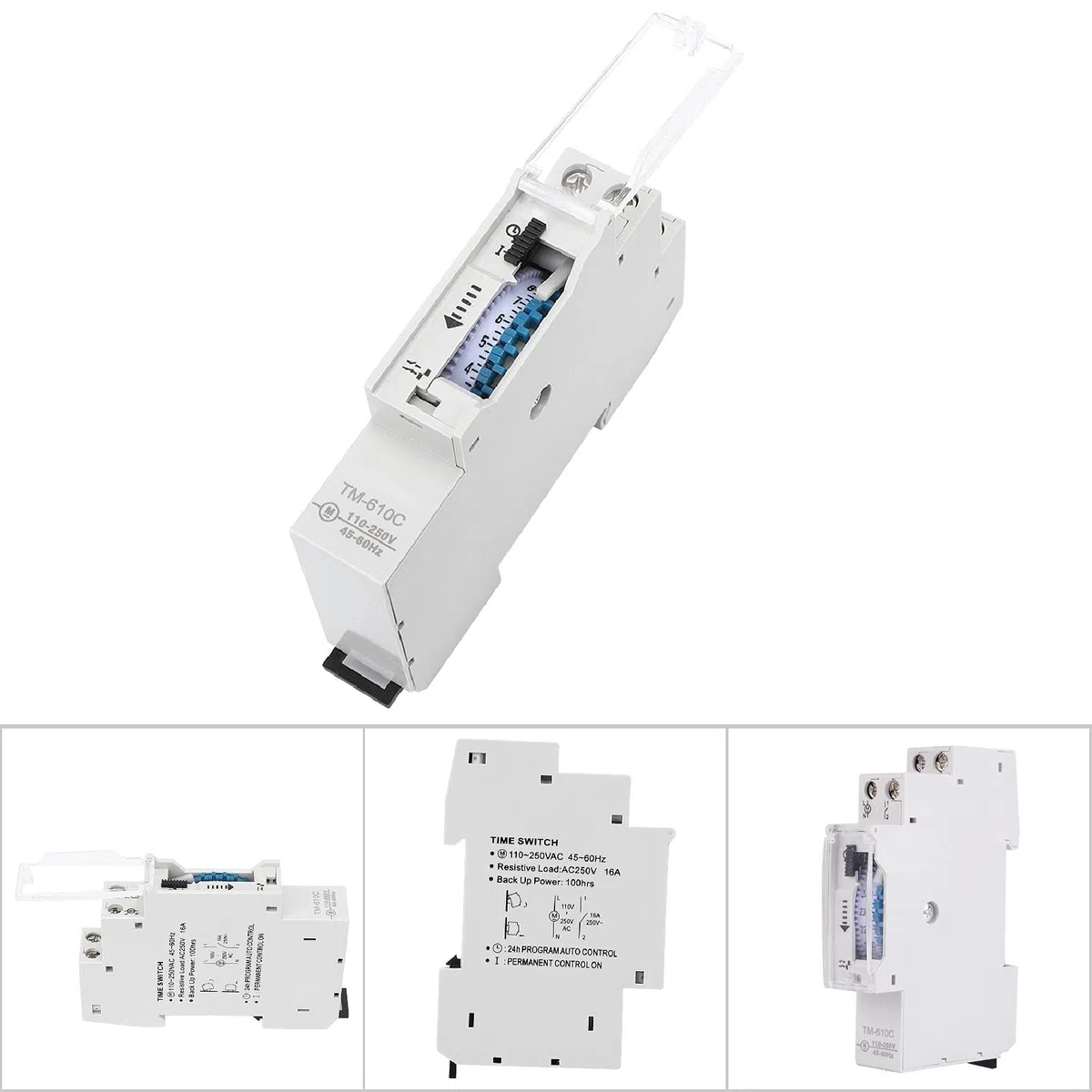 Interrupteur Horaire 1 Module TM610C – Interrupteur de Synchronisation Intelligent sur Rail 1P de Haute Précision pour éclairage Public et d'usine, 220 V AC, Intervalle Minimum de 15 Minutes