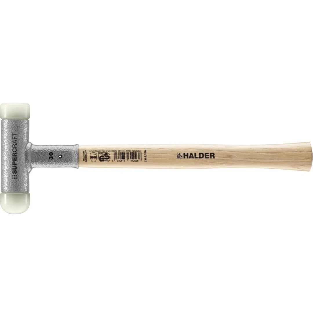 Maillet SUPERCRAFT, Avec manche en hickory verni, amortissant les vibrations et ergonomique et embout arrondi | D=30 mm | 3366.230