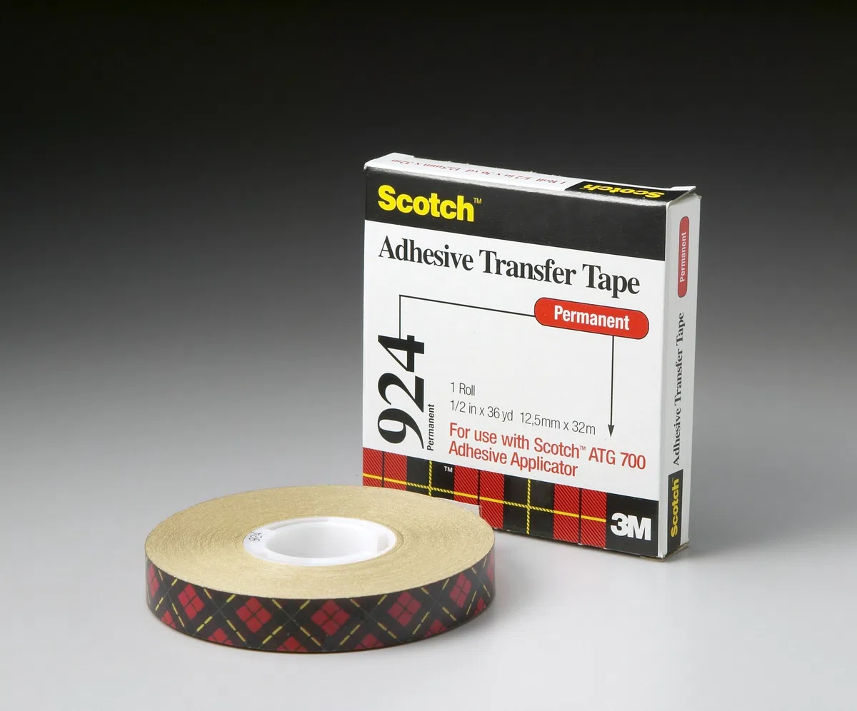3M Scotch 924 ATG Tape: 1/2 in. x 36 yds. (Clear Adhesive on Tan Liner)