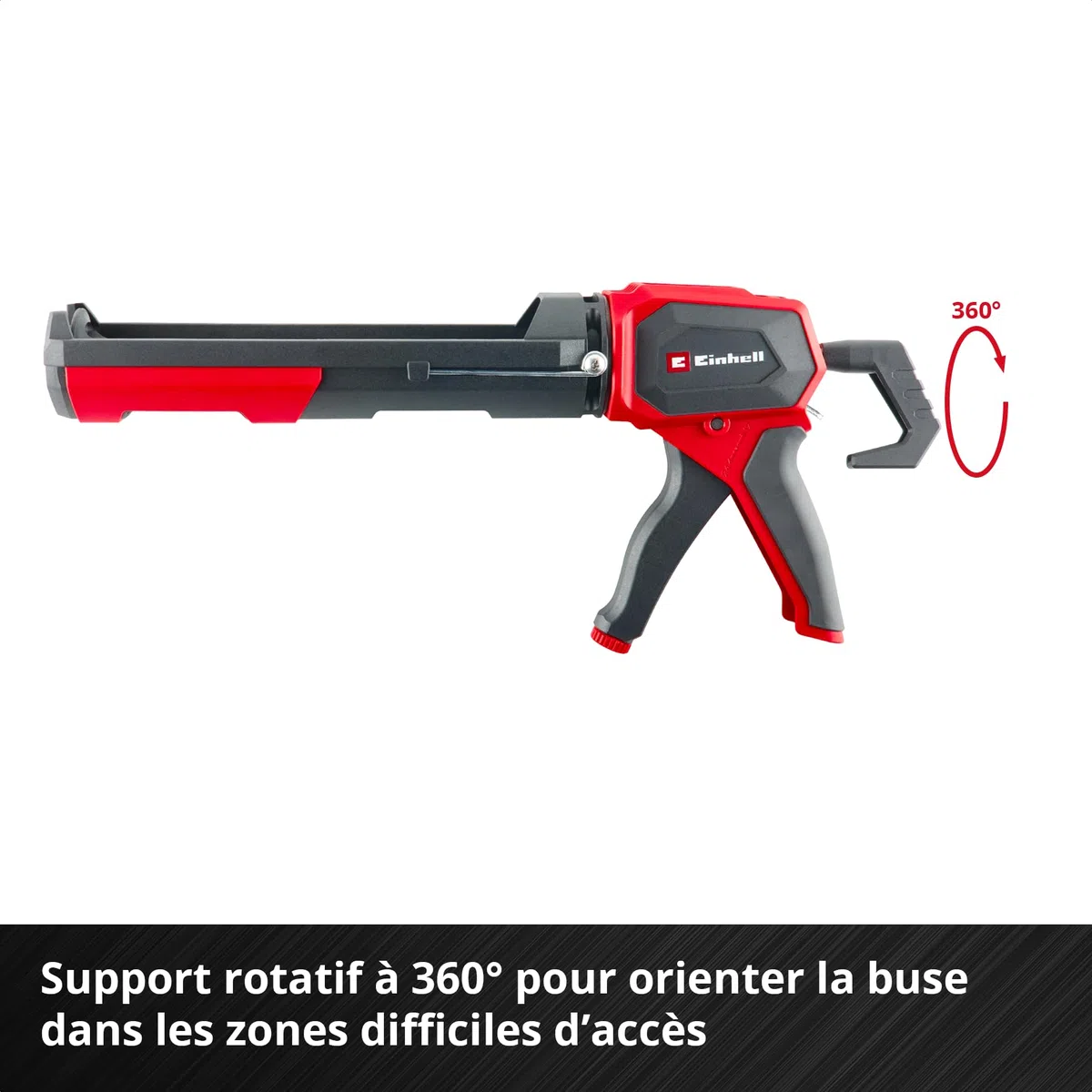 Einhell Kit pistolet à cartouche Profi, 5 pièces (rapport de force 1:12–1:24 commutable, stop goutte, outil à joints en nylon, spatule longue, 2 embouts avec angles R5/R10)
