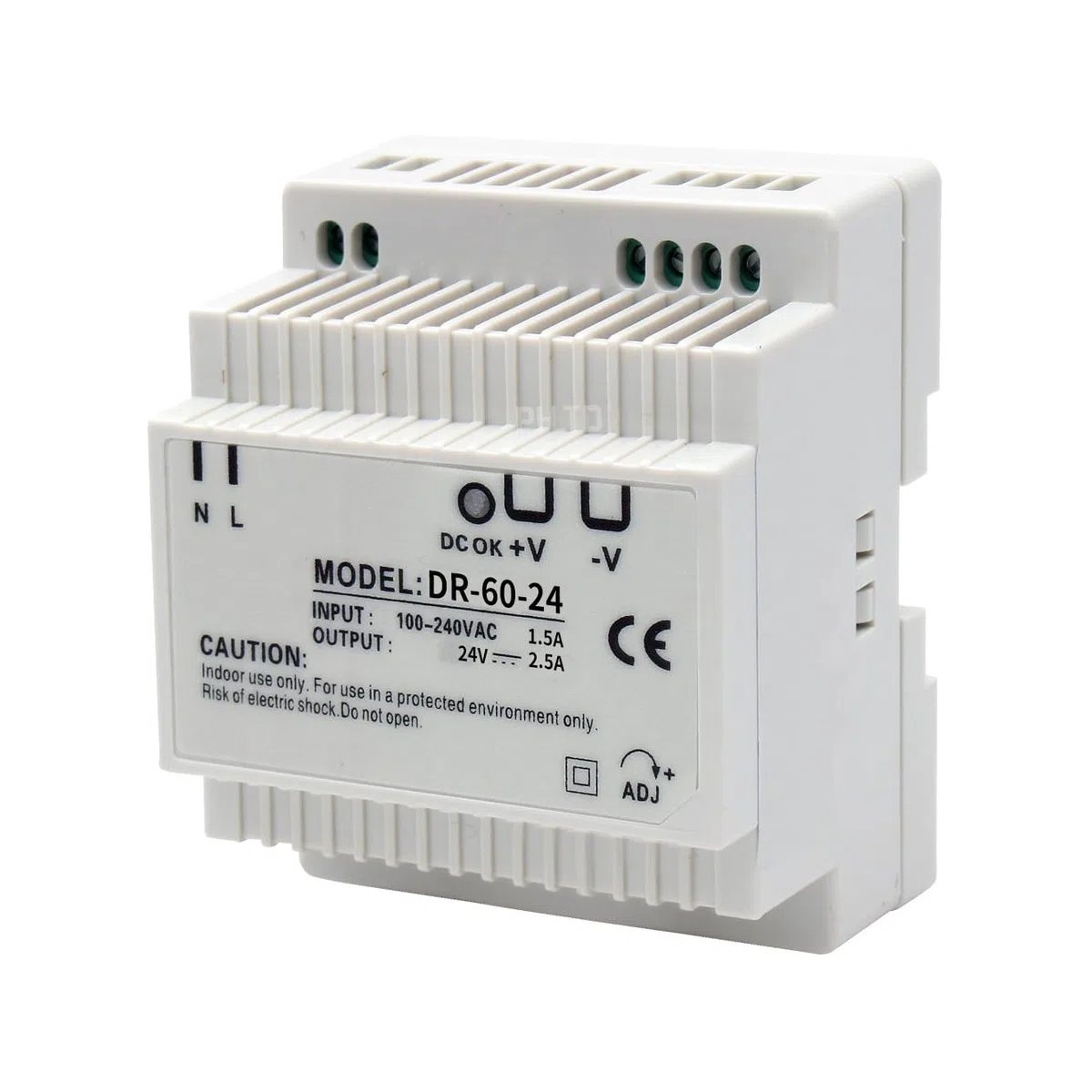 Transformateur pour rail DIN Sortie 24V/2.5A pour Visiophone connecté 2 fils, Bloc d'Alimentation Entrée 100-240 V AC 50/60 Hz pour Interphone Vidéo