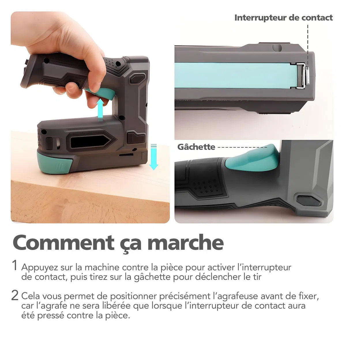 Agrafeuse et Cloueuse Électrique Sans Fil 4V 2-en-1, 6-14mm Agrafes & 14-15mm Clous, avec 400 Agrafes et 100 Clous, pour Tapissier, Bois et Bricolage
