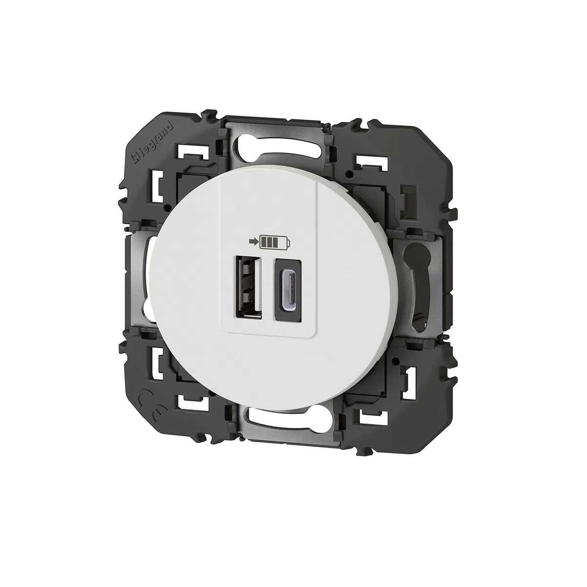 LEGRAND - Prise Double Chargeur USB-A + USB-C 3A/15W dooxie - Conforme Directive CEE - Repiquage sur Prise 2P+T - Blanc