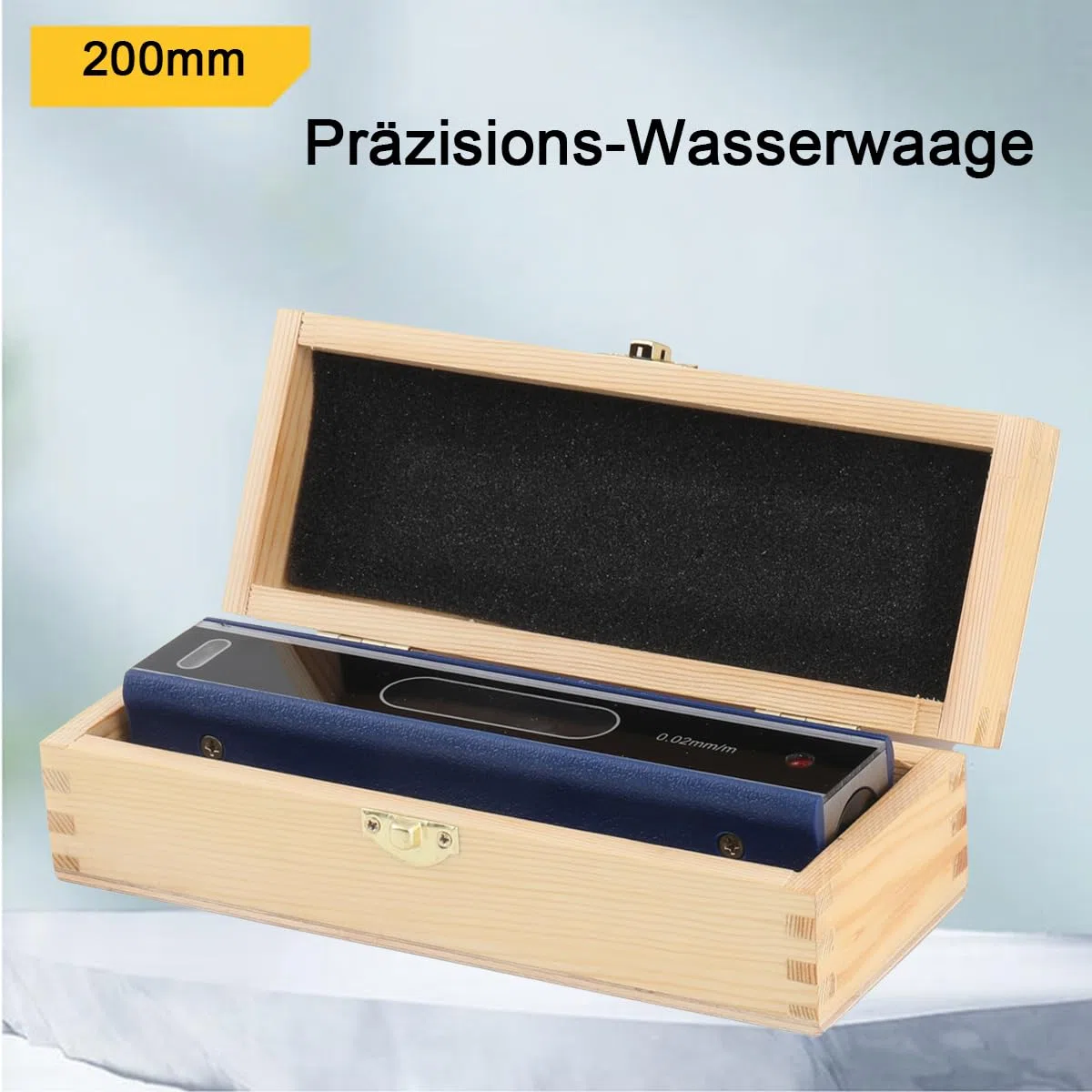 Niveau à bulle pour machine - 200 mm - Niveau à bulle de précision - 0,02 mm - Outil de mesure de niveau de qualité industrielle - Outil de mesure avec boîte