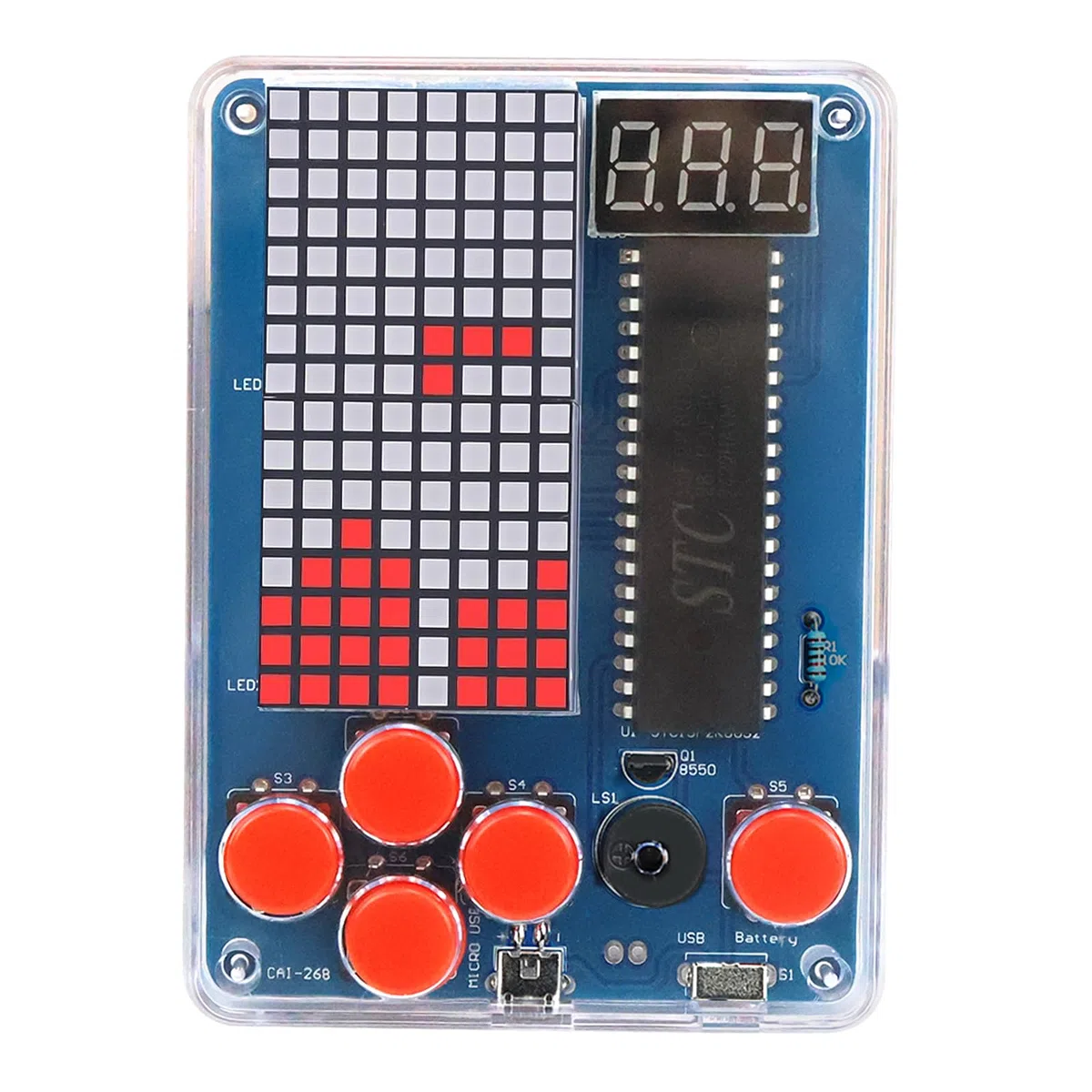 FAELNK Console de Jeu Bricolage Kit Electronique Kit Manuel de Console Jeu Jouets De Soudage Jeu Pièces De Soudage Bricolage Support pour Tetris/Snake/Avion/Racing (Rouge Console de Jeu Bricolage Kit)