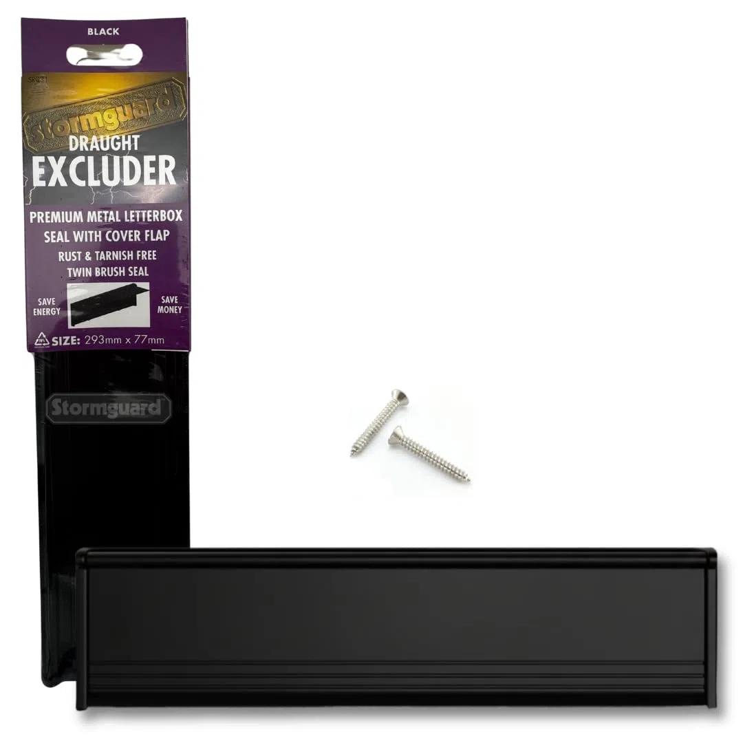 Stormguard 06SR0310000W Étui à balais interne en métal pour boîte aux lettres avec couvercle, noir, 293 x 77 mm