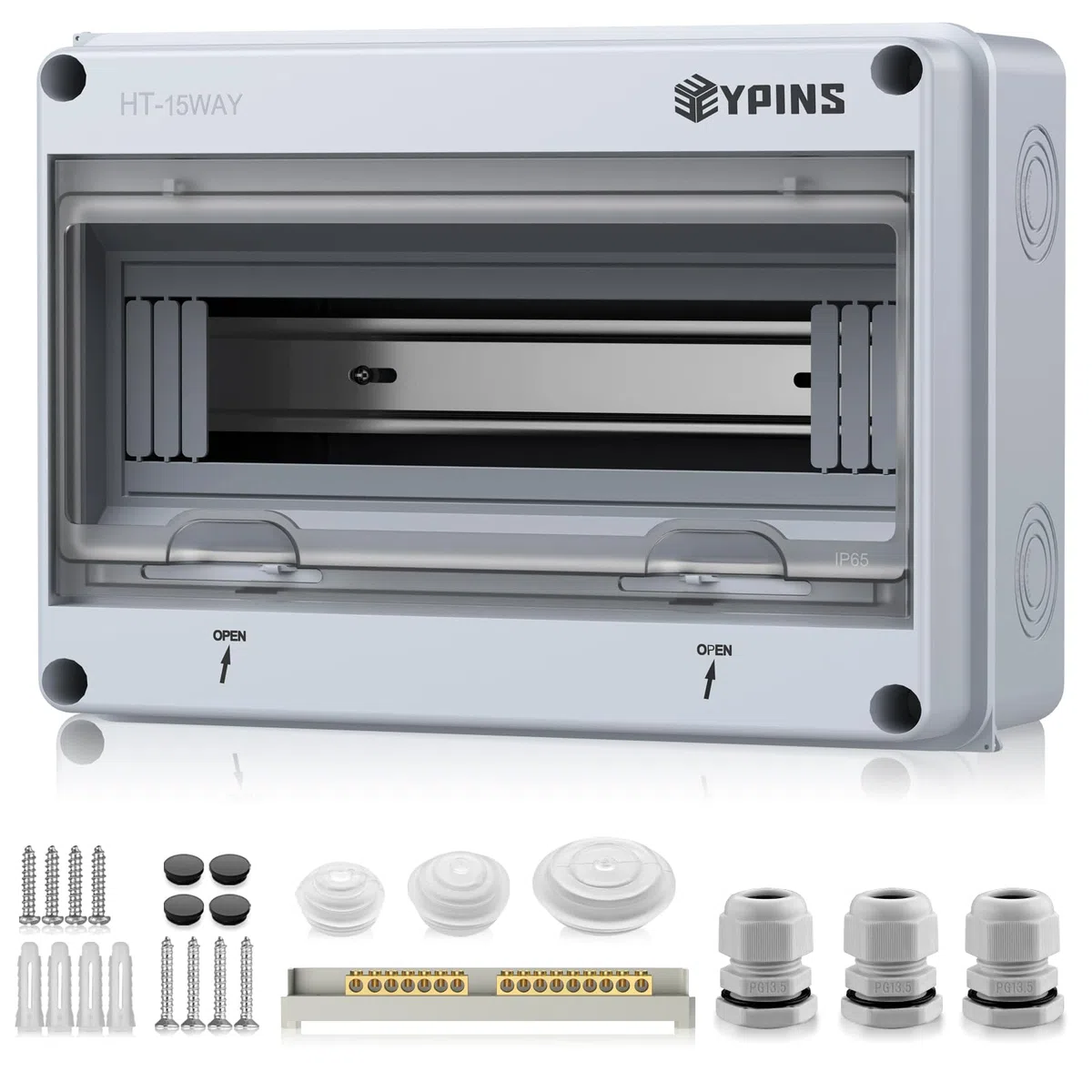 EYPINS Boîte de Distribution en Saillie Petit Répartiteur 1 Rangée 15 Modules IP65 Pour Pièces Humides Montage en Saillie Avec Pinces en Laiton Pour Jardin ou Extérieur