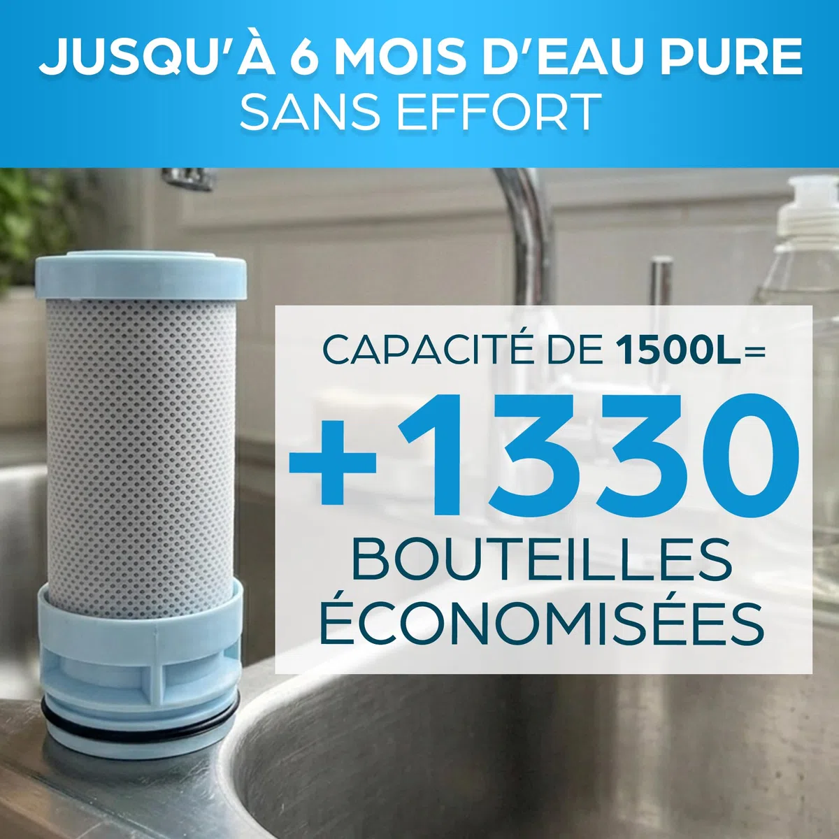 ORINKO Filtre à Eau pour Robinet Universel – Filtre Anti Calcaire, Chlore et Plomb - Purificateur d’Eau Potable 2L/min avec Cartouche Remplaçable – Système De Filtration à Charbon Actif pour Cuisine