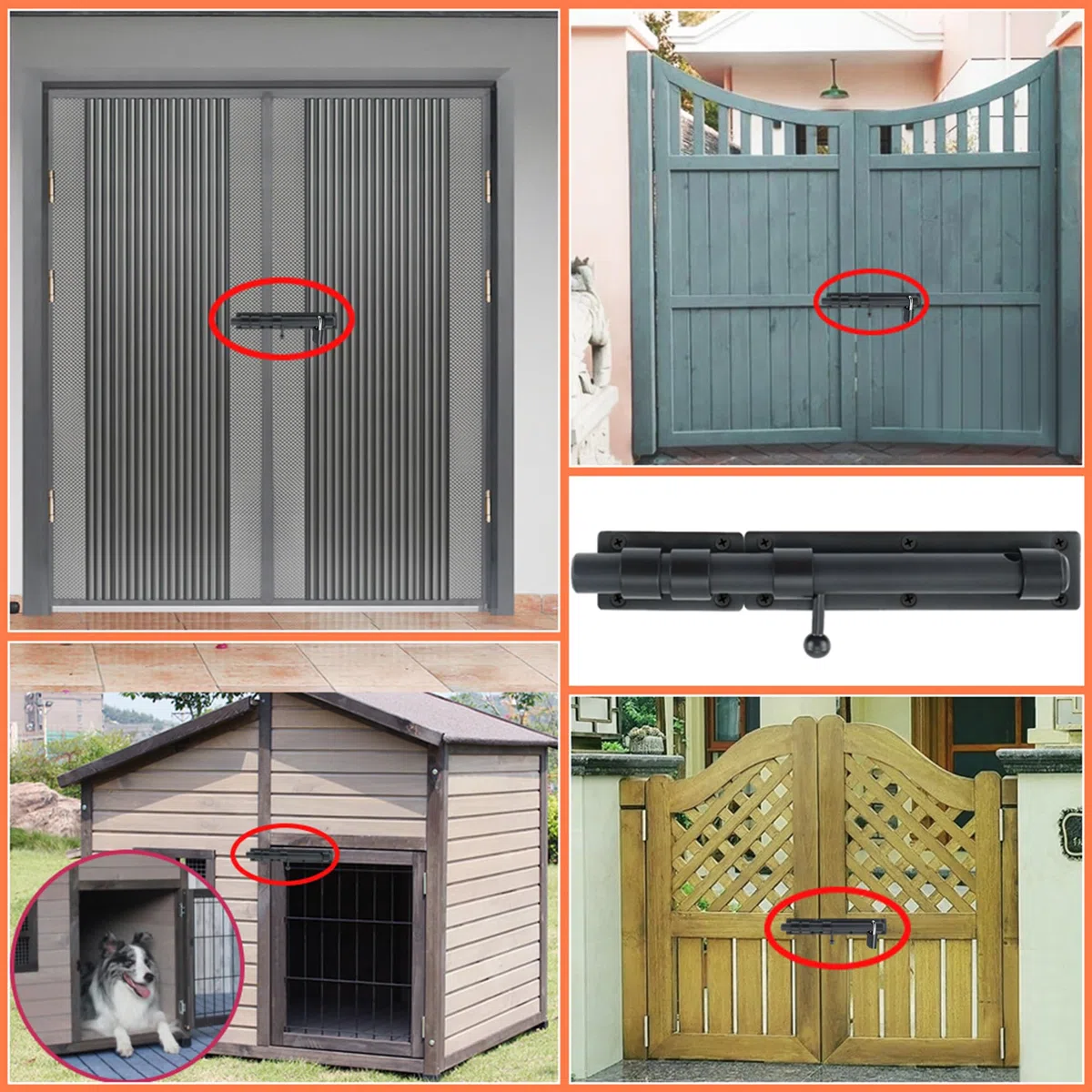 SAYAYO Loquet Porte Exterieur Verrou Porte Coulissante avec Cadenas et 4 Clés, Verrou Portail Robuste en Acier Inoxydable, 230MM Longueur, Noir Mat, EMST8100-B