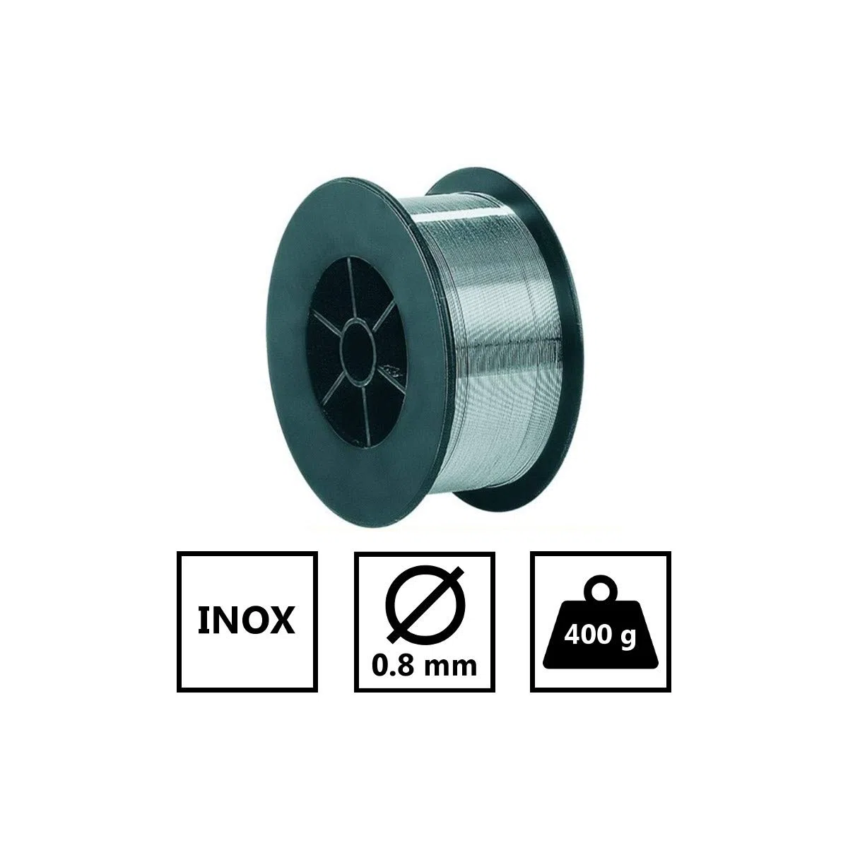 INE - Bobine de Fil Inox 308LSi Ø 0,8 mm - 400g pour Soudage MIG-MAG des Aciers Inoxydables, Rechargement et Assemblage de Précision, Compatible Postes à Souder Gaz
