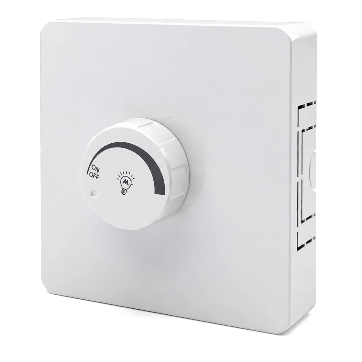 Interrupteur Variateur LED Blanc 87x87 mm, Variateur Lumiere LED avec Interrupteur Rotatif Universel, Interrupteur Dimmable pour LED à Intensité Variable, Réglage Progressif