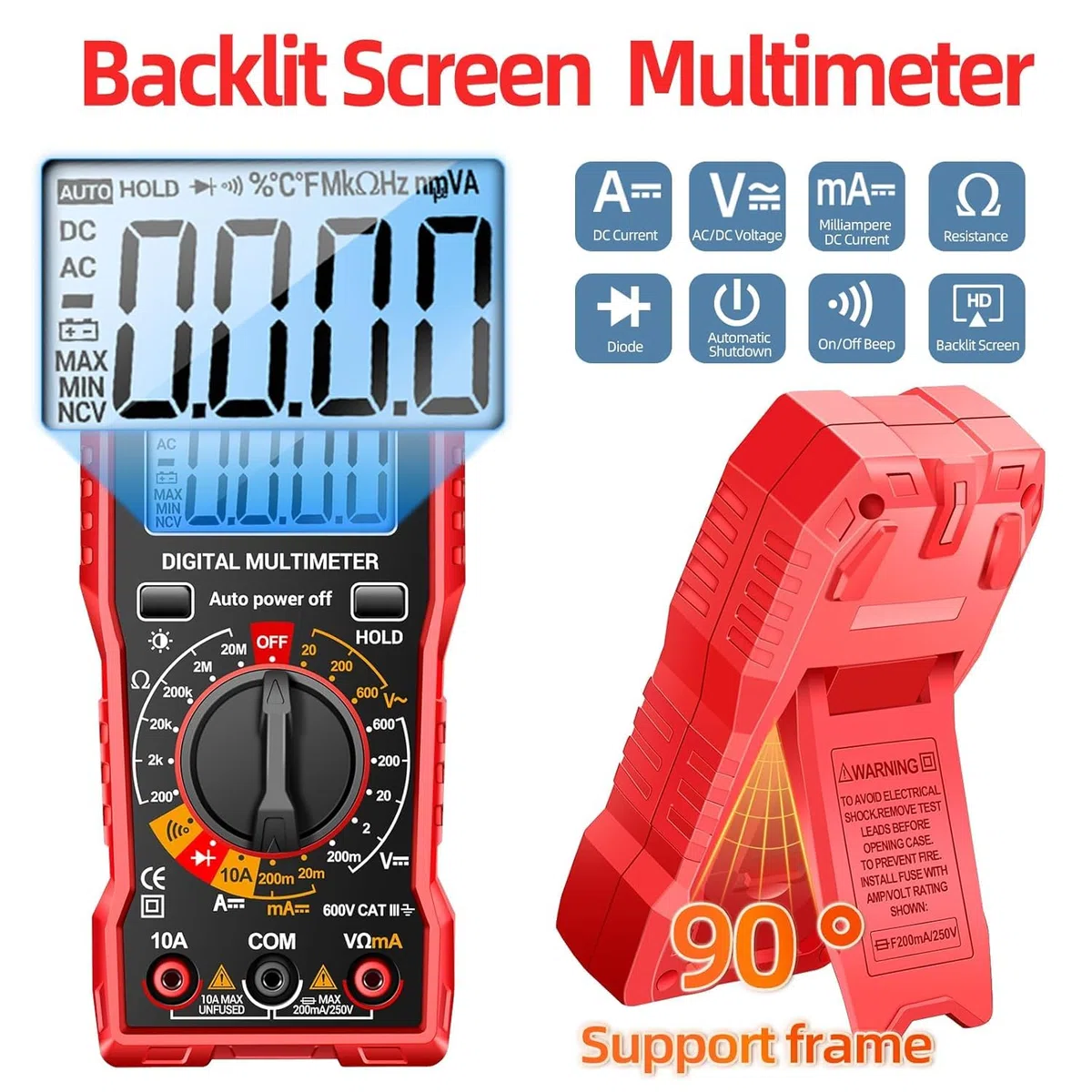 ANENG Multimètre Numérique SZ06,Ampèremètre Ohm Automatique,Tension AC/DC,Courant AC/DC,Résistance,Diode,Buzzer,Outil électrique Portatif