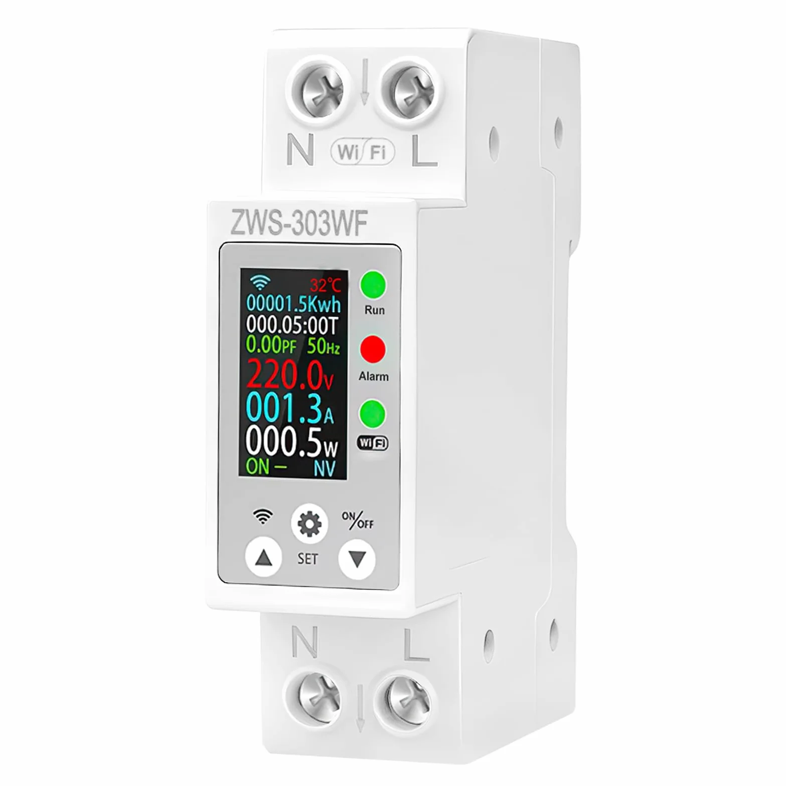 Compteur electrique connecté 63A TUYA compteur électrique wifi Intelligent compteurs d'énergie monophasé AC80-300V avec Protection contre les fuites de surcharge de surintensité ZWS-303WF