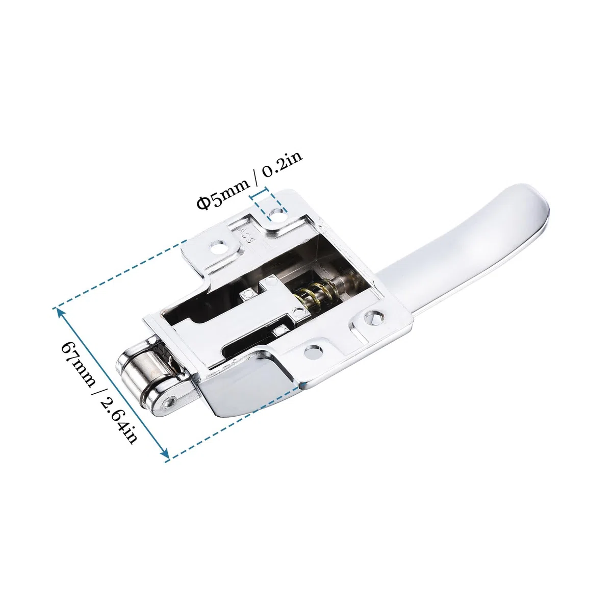 QUARKZMAN pouces Longueur Congélateur Porte Loquet Poignée x 1PCS Métal Réglable Ressort Chargé Poignée Levier pour Maison Bureau Porte[Argenté]