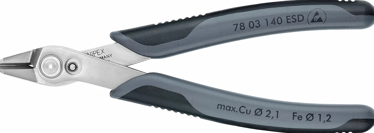 KNIPEX Electronic Super Knips XL ESD sur carte LS avec poignées multimatières 140 mm, 78 03 140 ESDSB