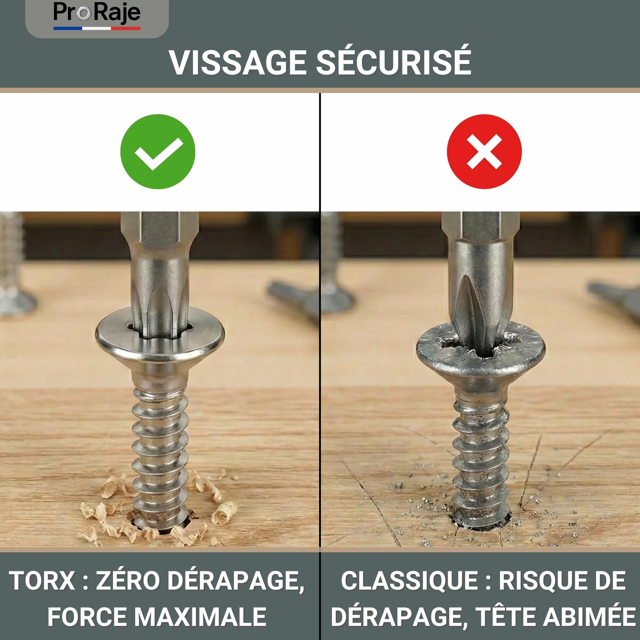 Vis à bois INOX A2 : 4 x 40 mm | Tête fraisée empreinte TORX (TX) | Acier inoxydable A2 (V2A / AISI 304) | construction/aggloméré/terrasse/etc : LOT DE 500 Pcs