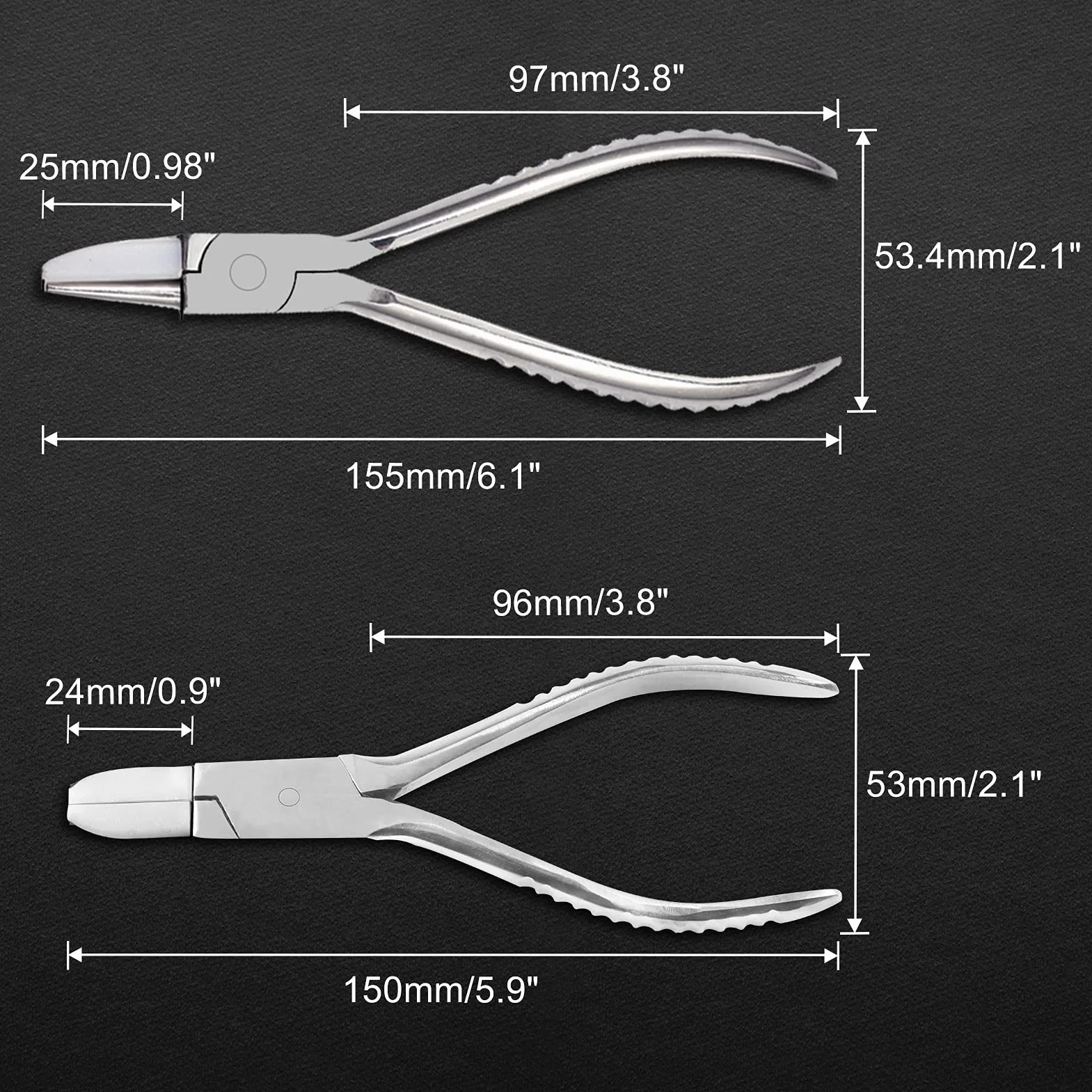 LEONTOOL Ensemble de pinces à mâchoire ronde et plate en nylon pour lunettes de vue - Outil de réparation de lunettes