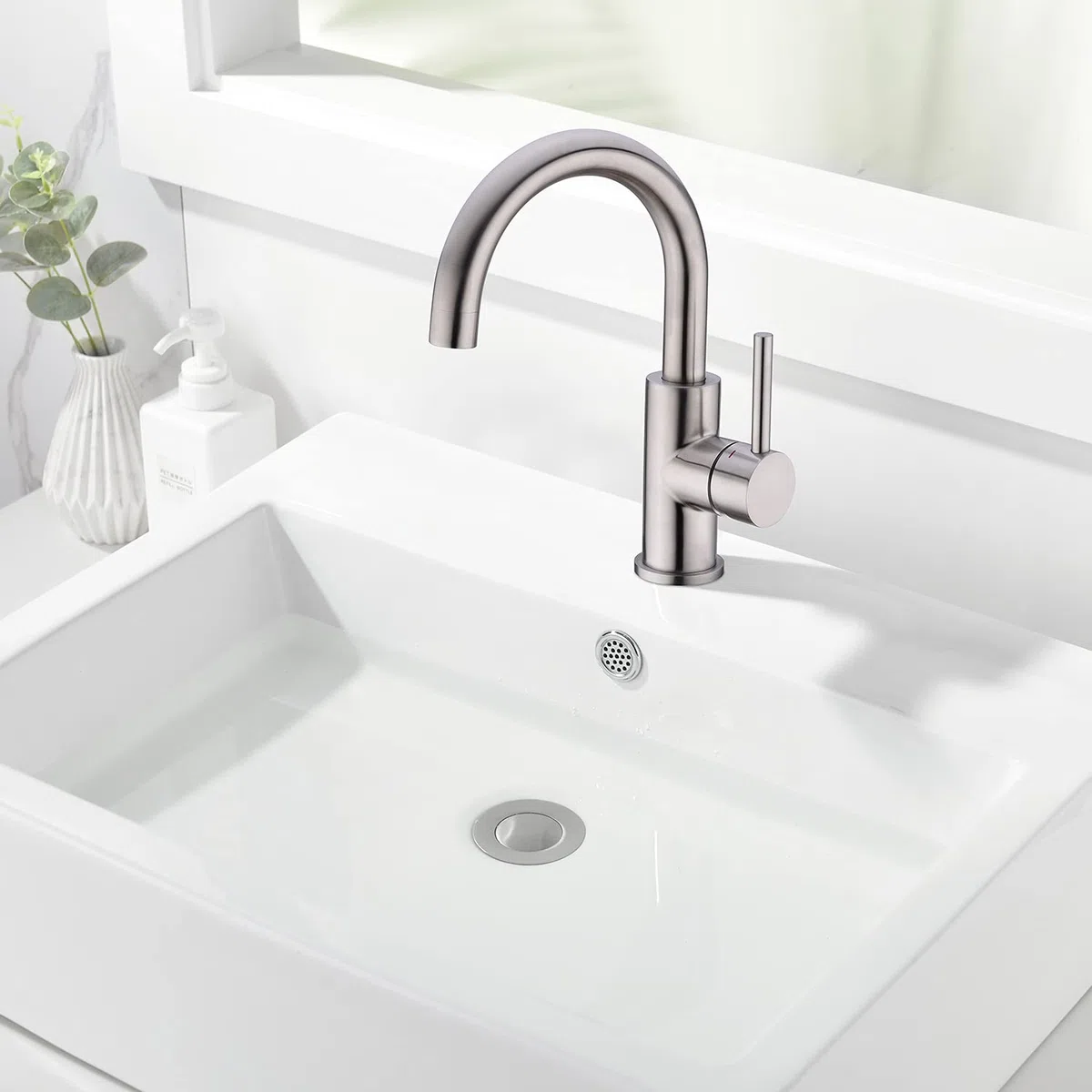 CREA Bonde de Lavabo avec Trop-Plein, Vidage Lavabo Pop-up, Bonde de Vidage Universelle, Acier Inoxydable